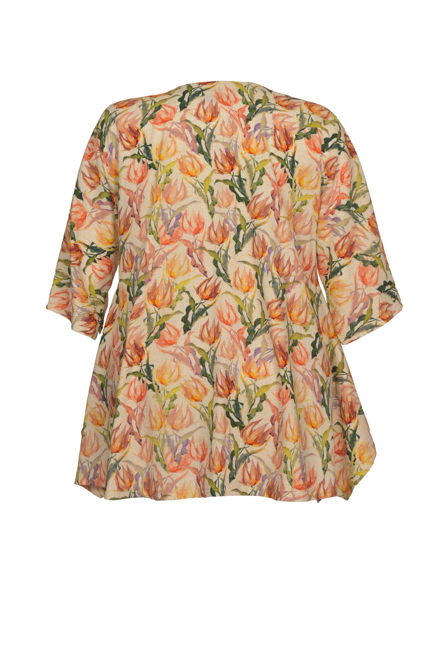 Elegante Flower-Print Tunika mit Zipfel-Saum.