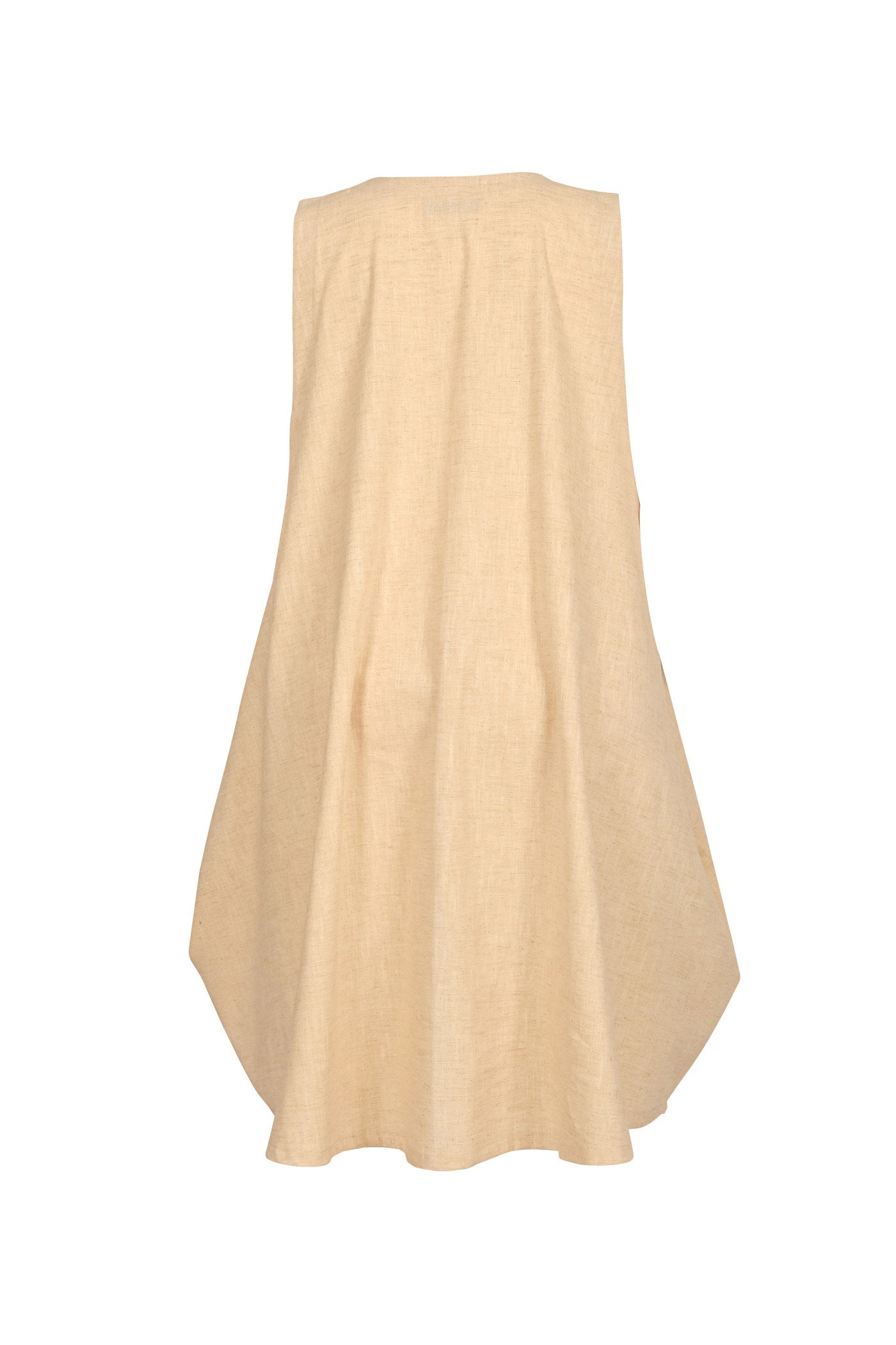 Acrylic white tunic with V-neck and hem