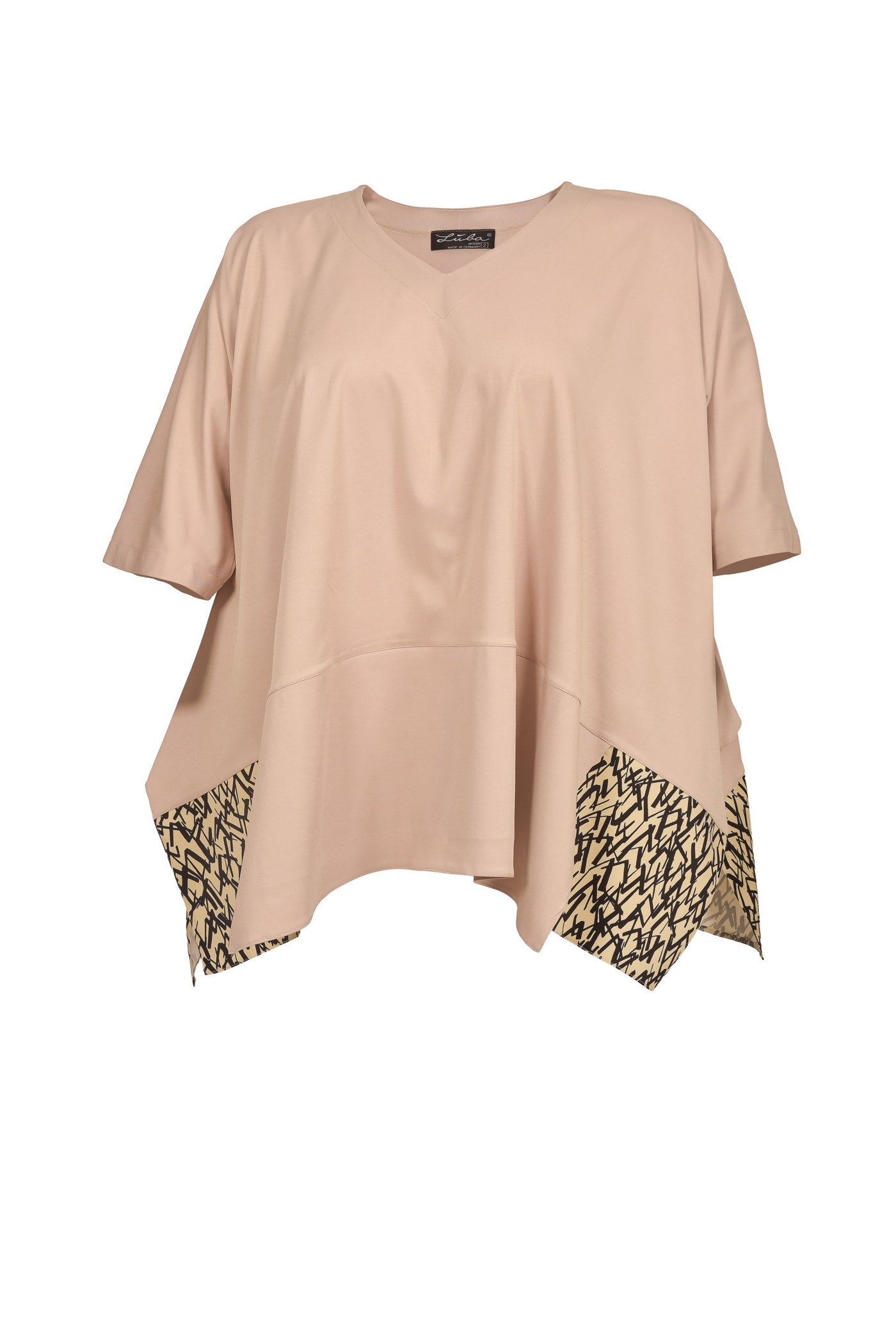 Ausgefallene Viskose-Tunika mit Einsatz am Saum.