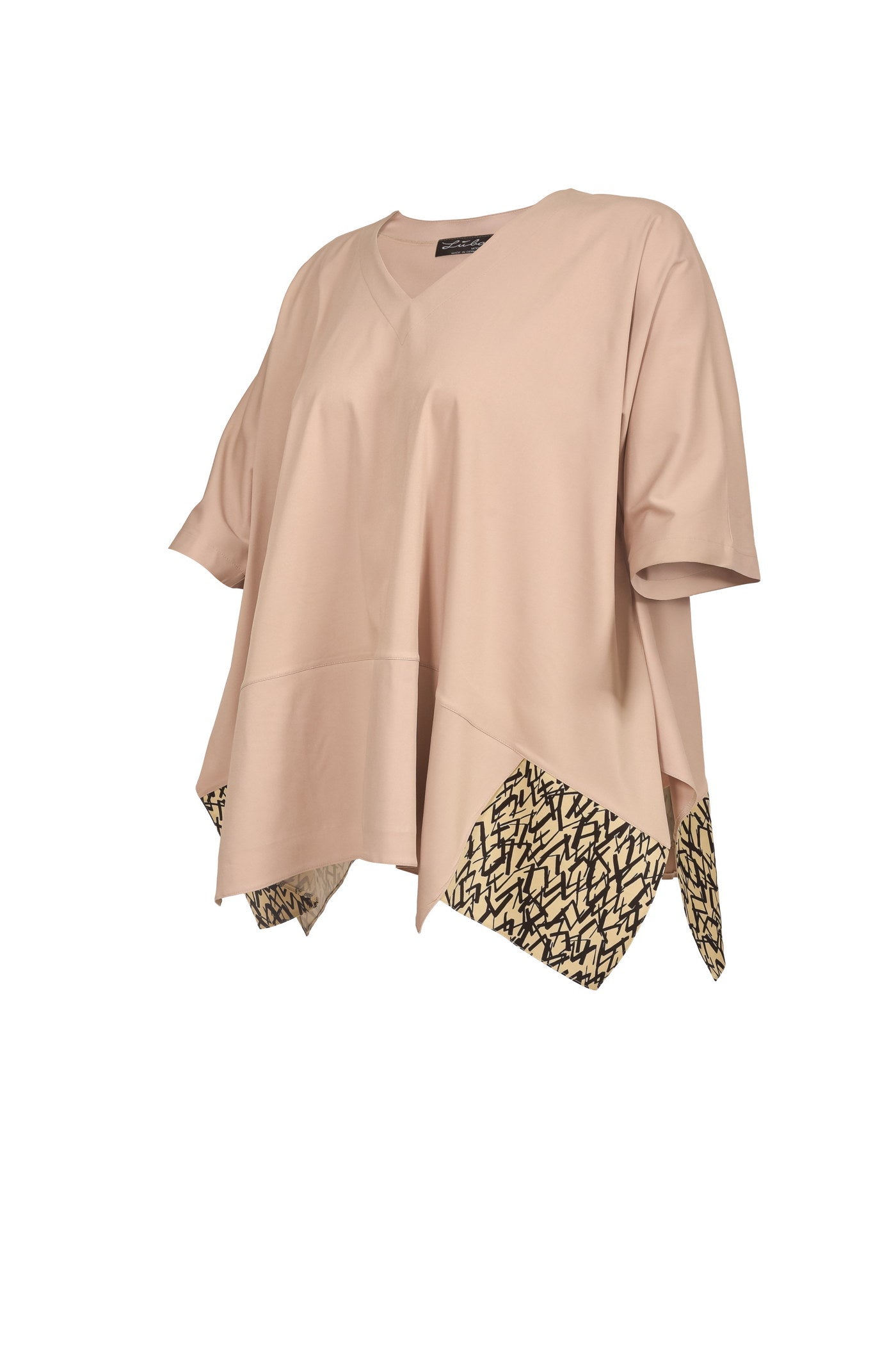 Ausgefallene Viskose-Tunika mit Einsatz am Saum.