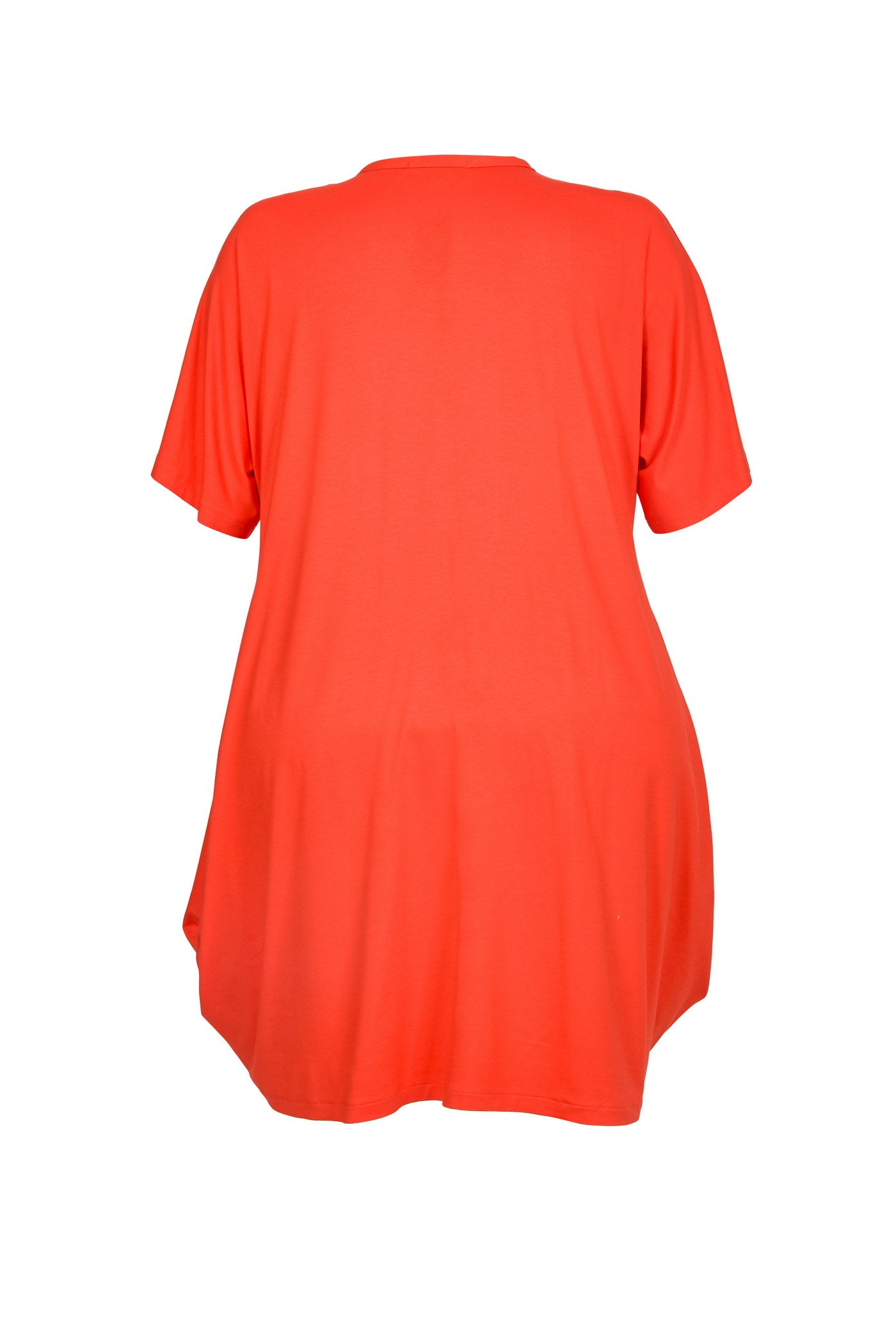 Acrylic white tunic with V-neck and hem