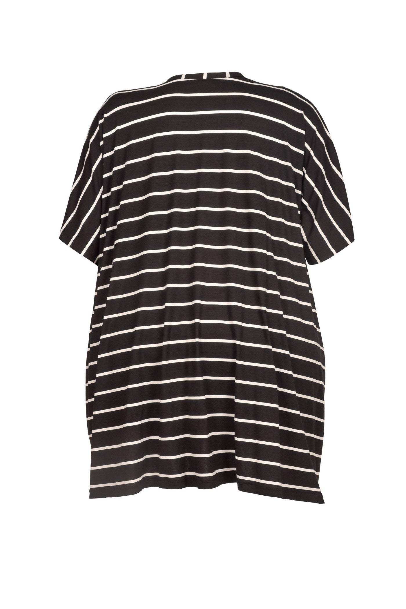 Acrylic white tunic with V-neck and hem