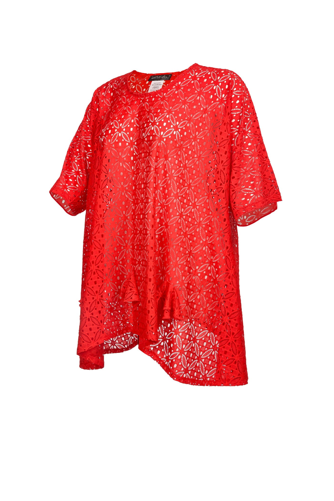 Ausgefallene rote Spitzen-Tunika