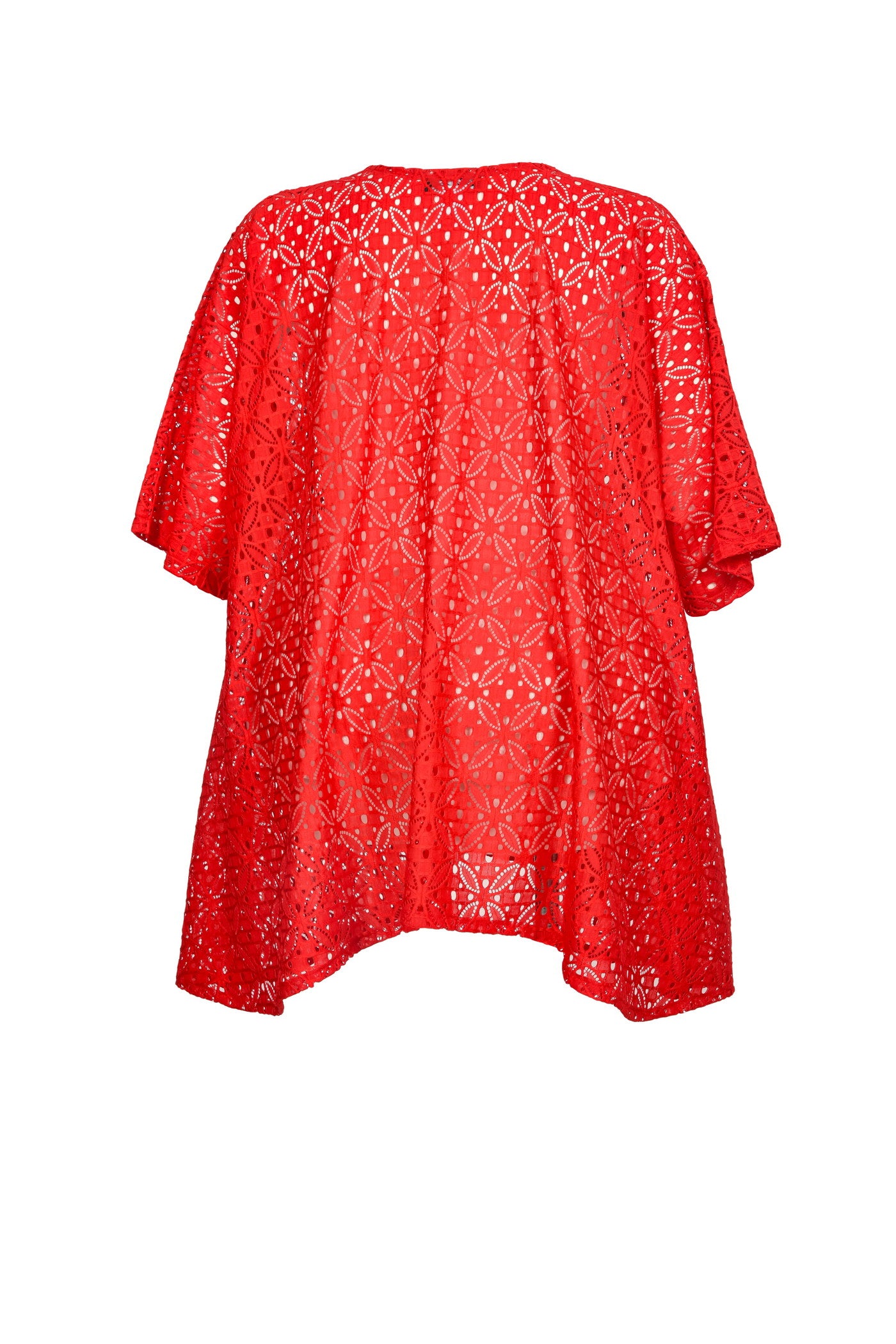 Acrylic white tunic with V-neck and hem