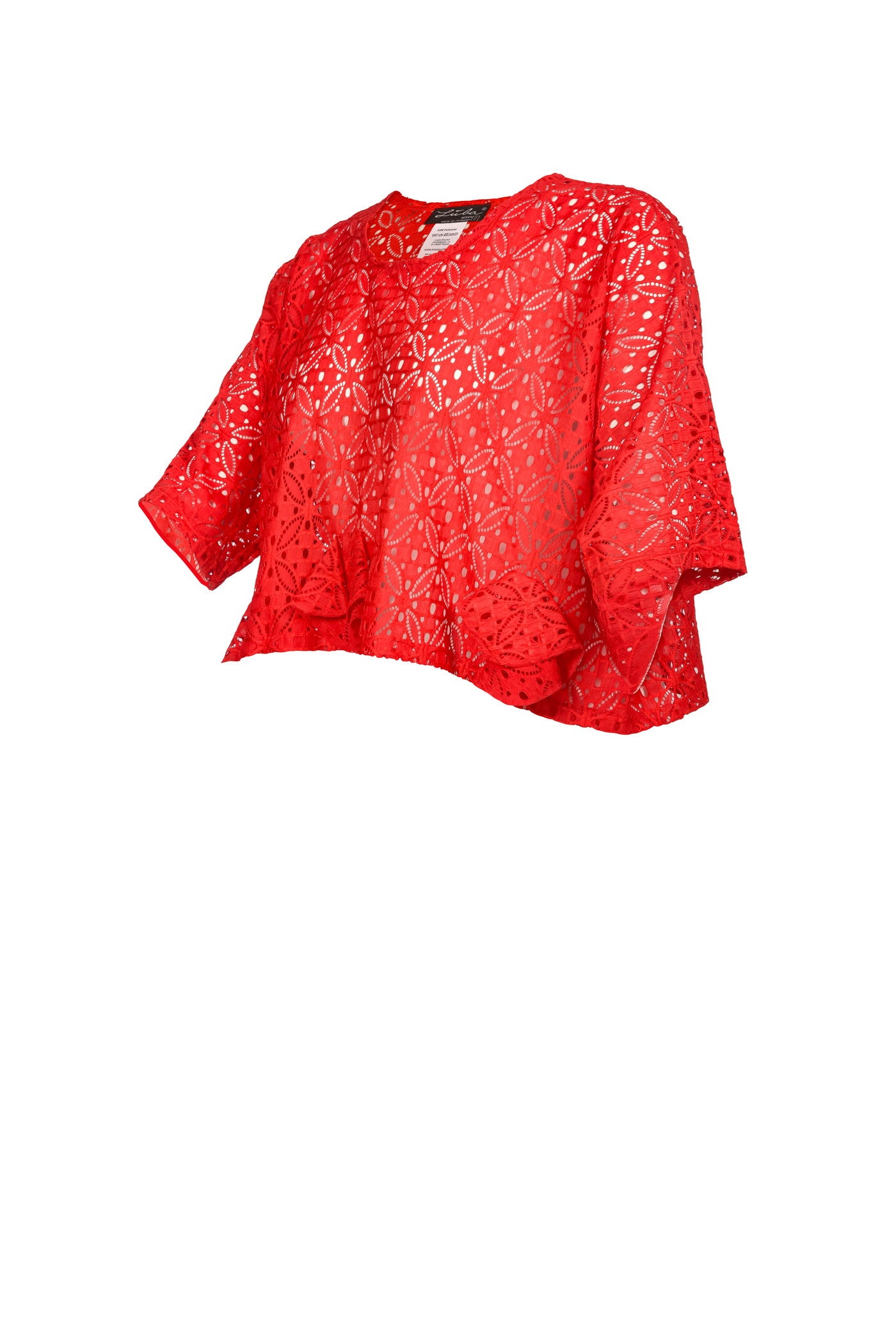 Elegante rote Spitzentunika in kurzer Länge.