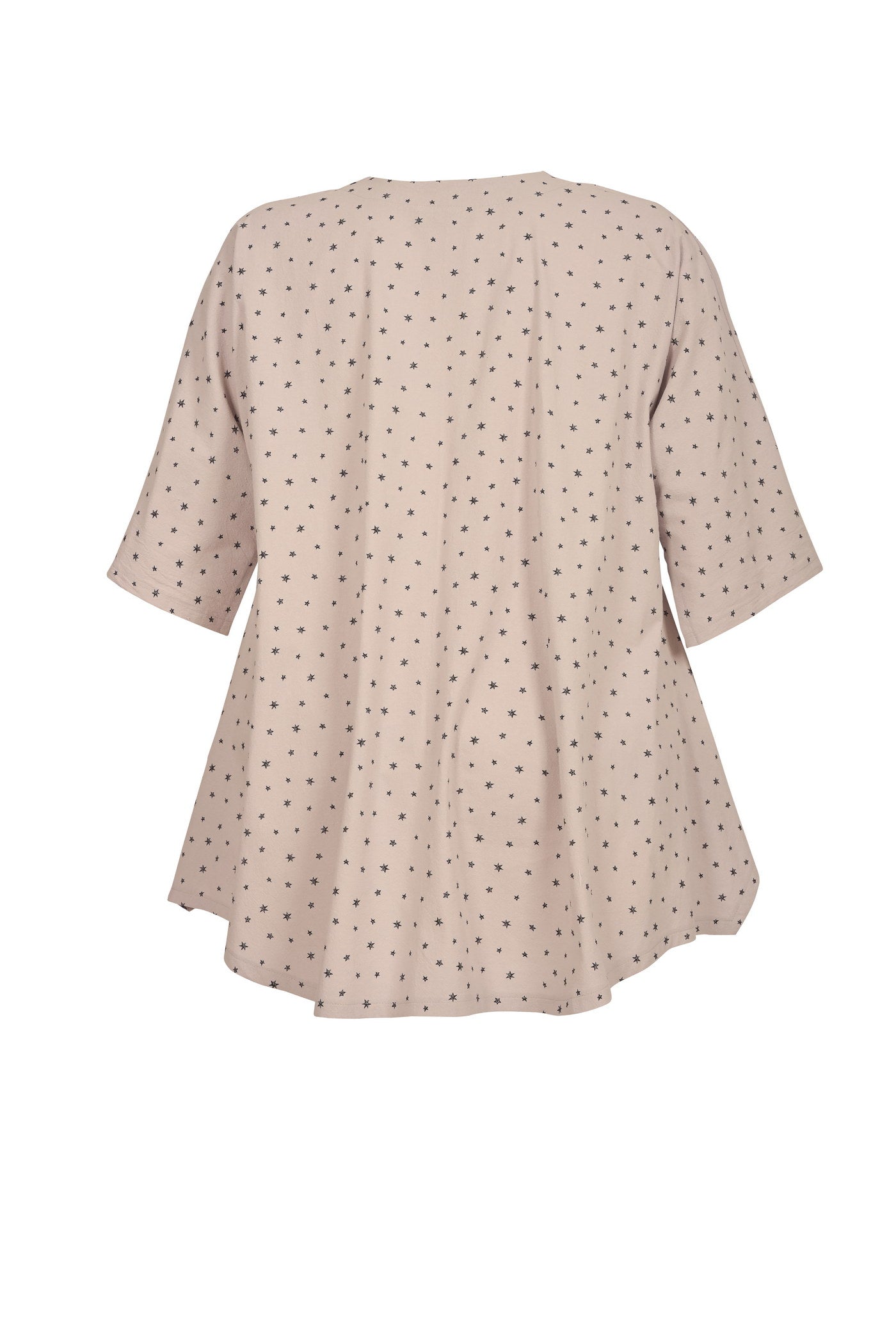 Acrylic white tunic with V-neck and hem
