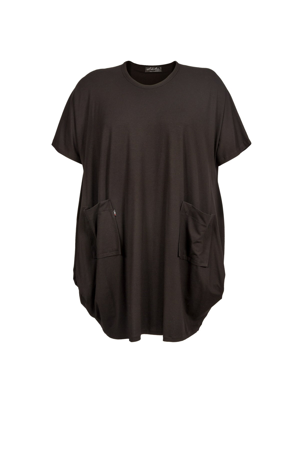 Schwarze, lange Jersey-Tunika – große Größen.