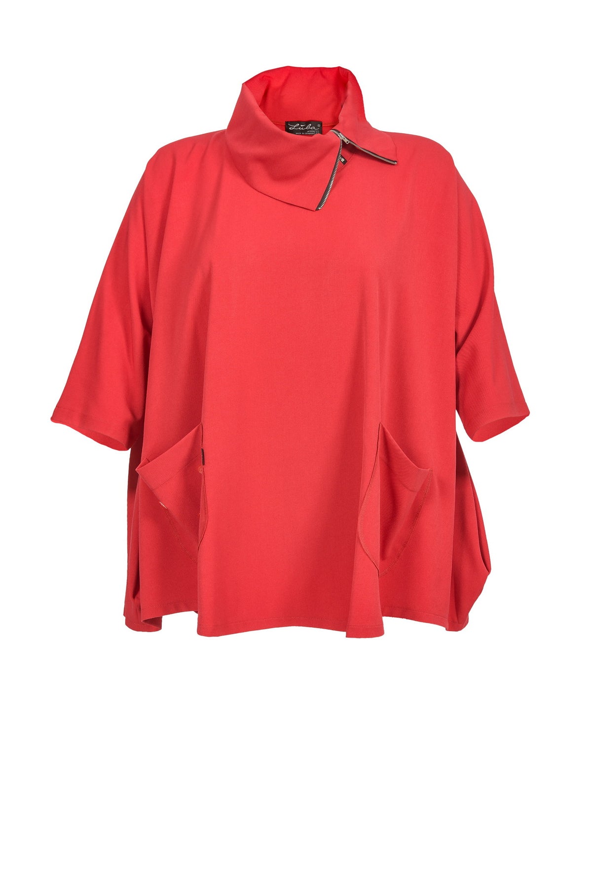 Tunique en viscose noire avec col en V – grandes tailles