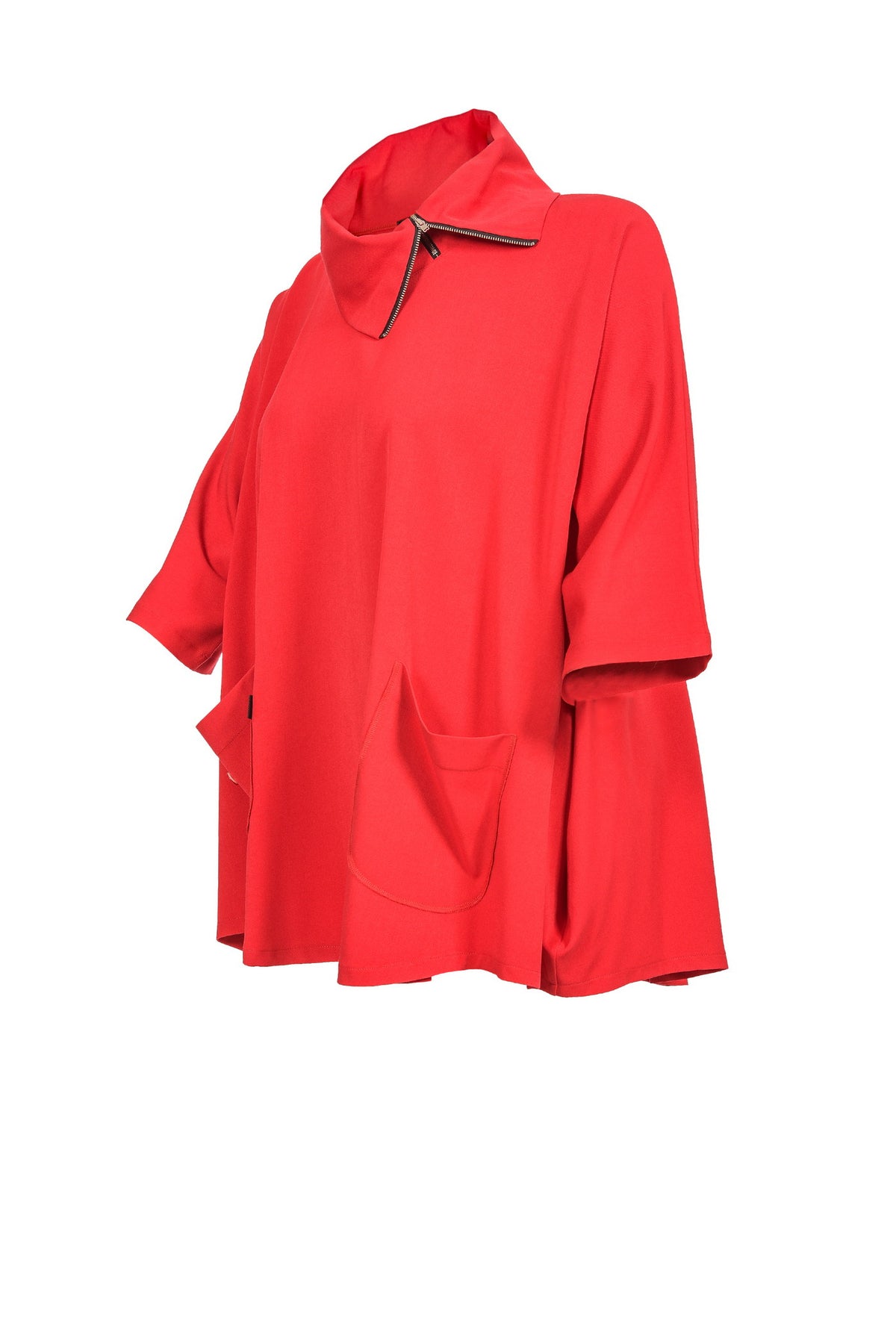 Tunique en viscose noire avec col en V – grandes tailles