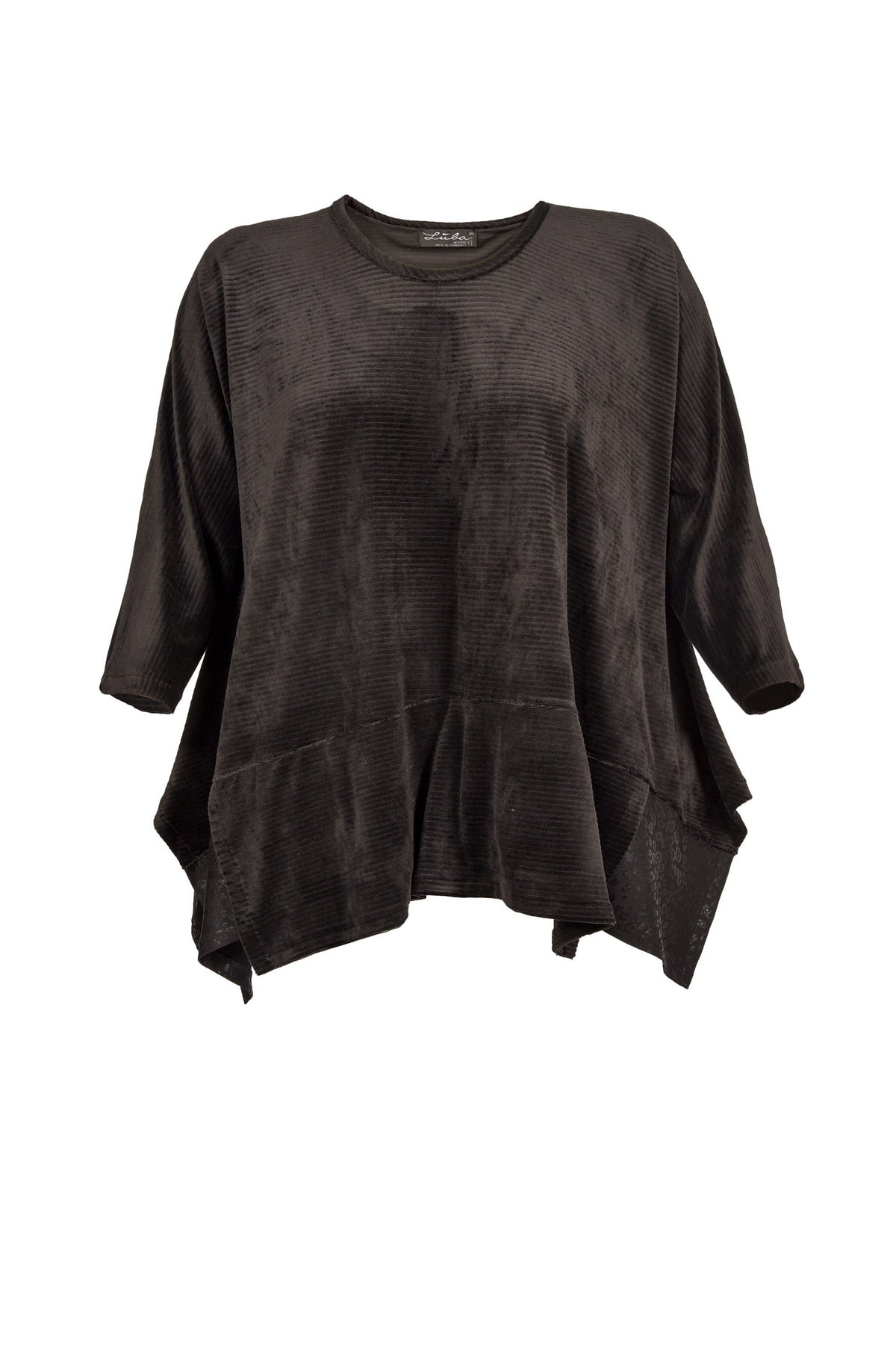Tunique en viscose noire avec col en V – grandes tailles