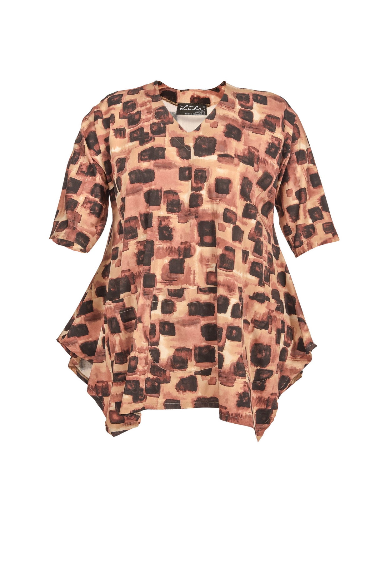 Tunique en viscose noire avec col en V – grandes tailles