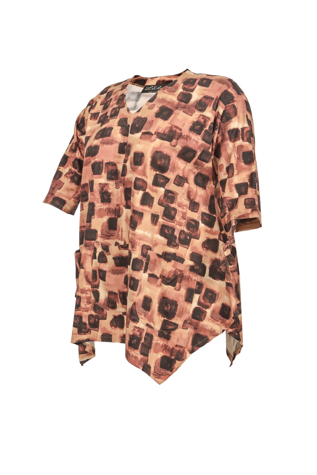 Tunique en viscose noire avec col en V – grandes tailles