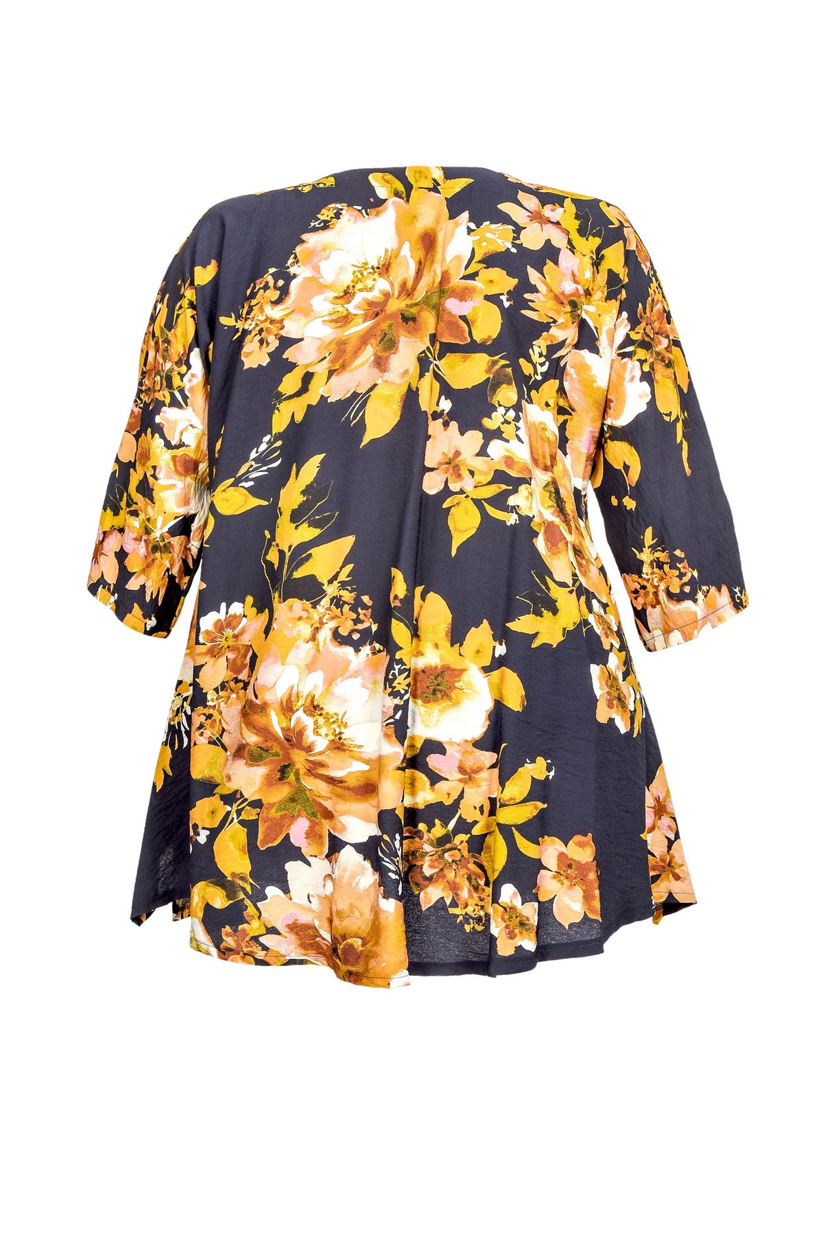 Tunique en viscose noire avec col en V – grandes tailles