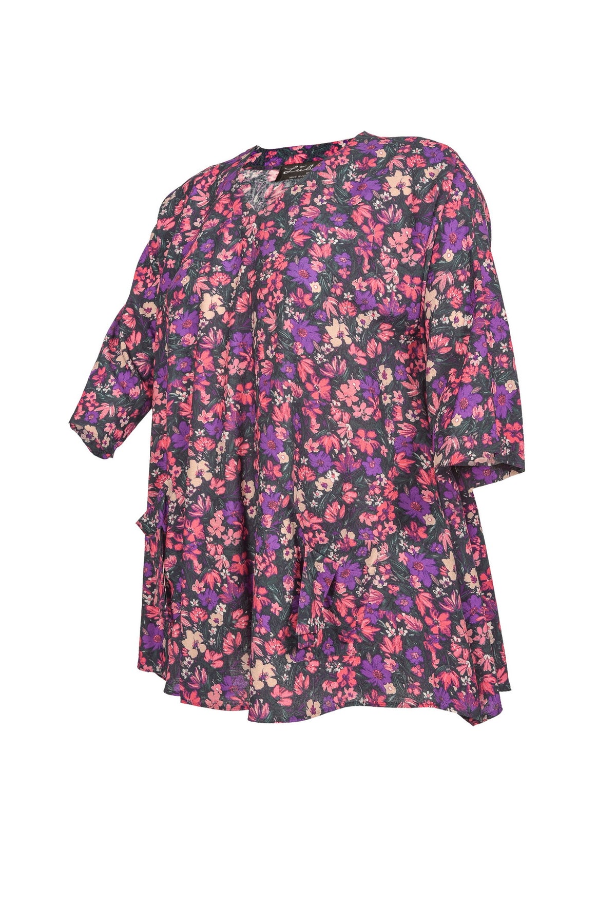 Tunique en viscose noire avec col en V – grandes tailles