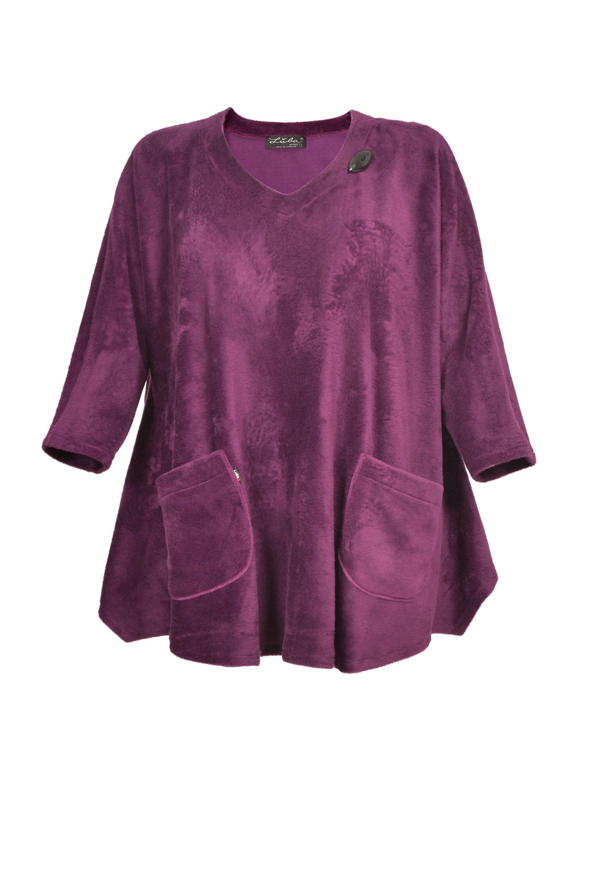Elegant Red Jumper with Stand-Up Collar and 2 Practical Pockets