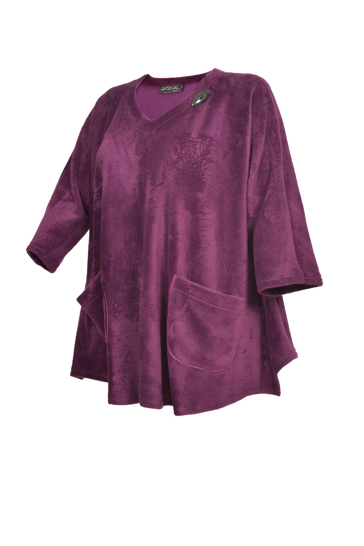 Elegant Red Jumper with Stand-Up Collar and 2 Practical Pockets