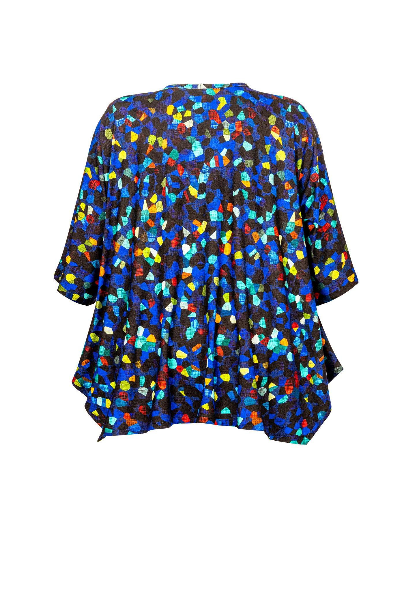Rückansicht: Bunte Tunika mit Konfetti-Print, 3/4 Ärmel