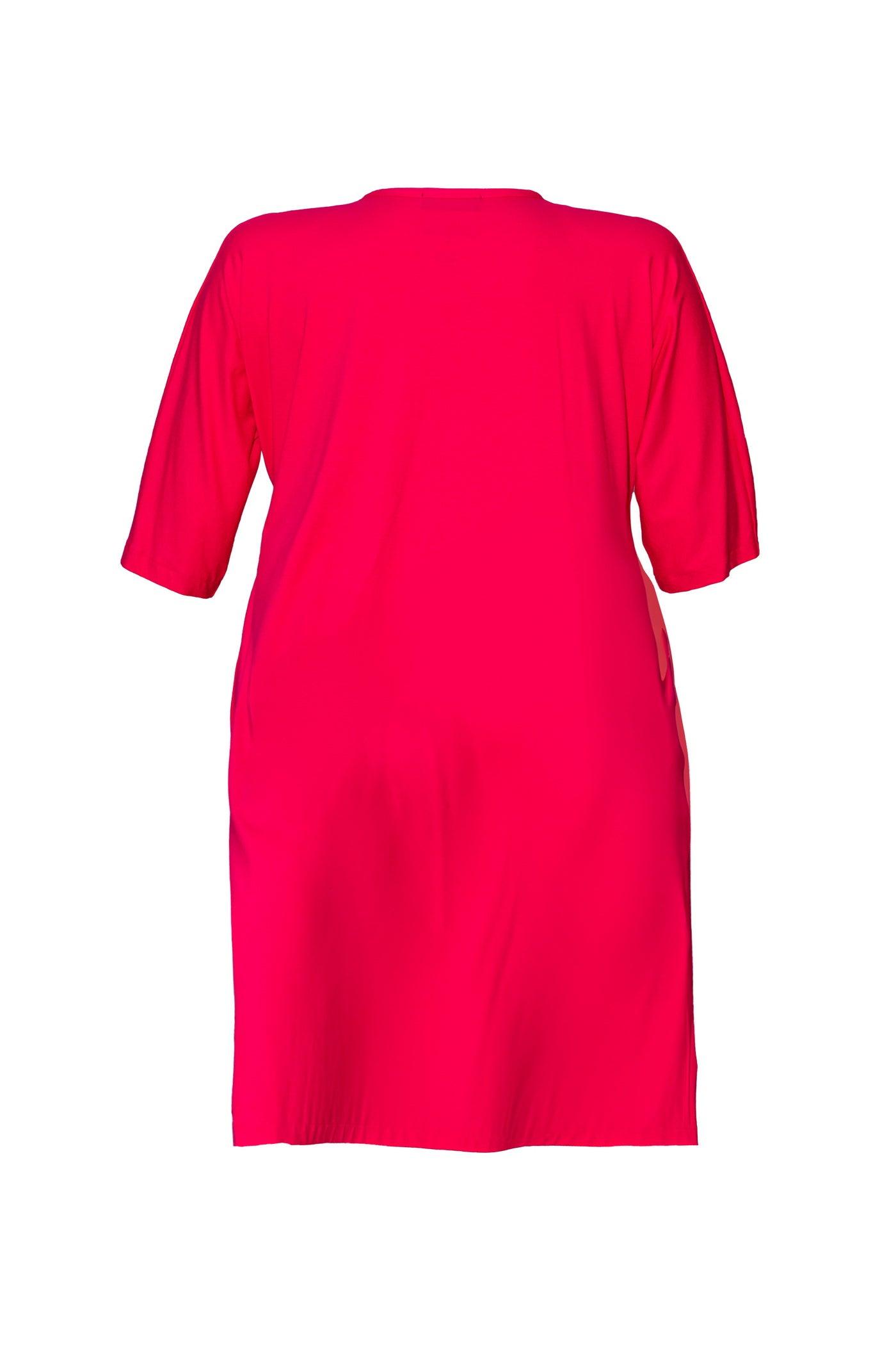 Pinkfarbenes Jersey-Viskose Kleid 3/4 Arm - Luba Moden