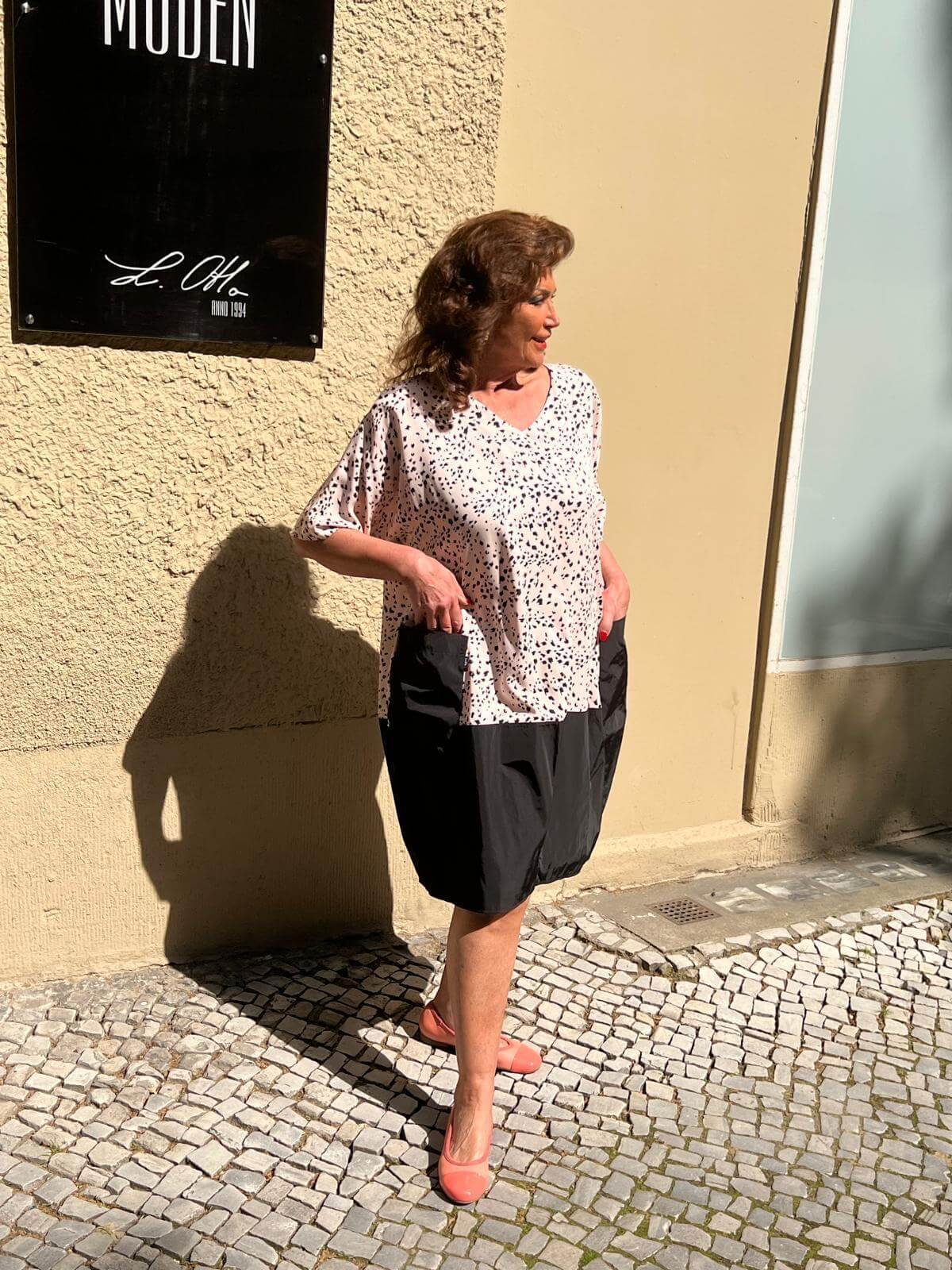 Bequemes und schickes Plus-Size Outfit in Schwarz-Weiß – stilvolle Damenmode von LubaModen