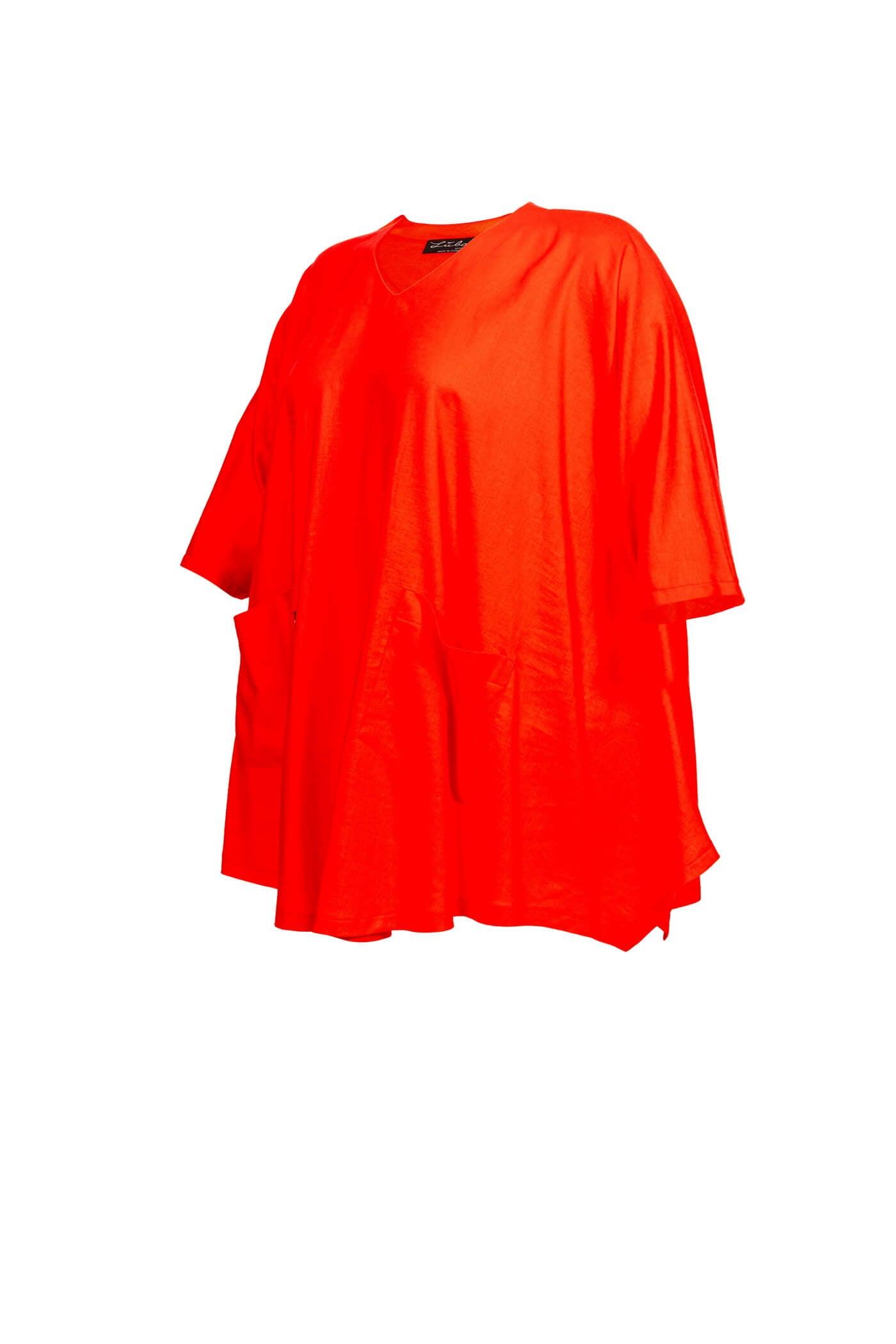 Elegante rote Tunika mit V-Ausschnitt und 3/4 Ärmeln