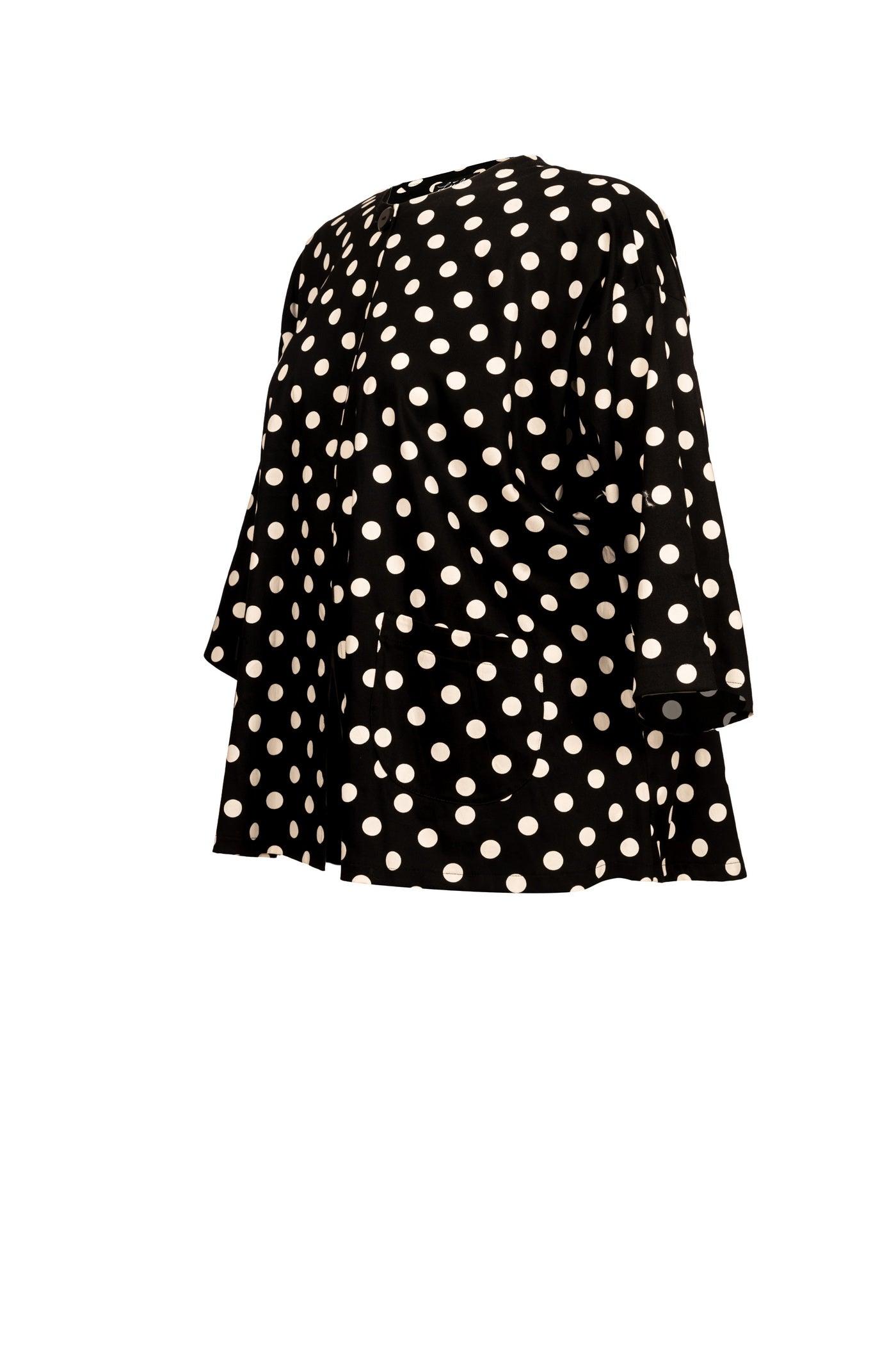 Rückansicht Schwarz-Weiße Jacke ohne Kragen