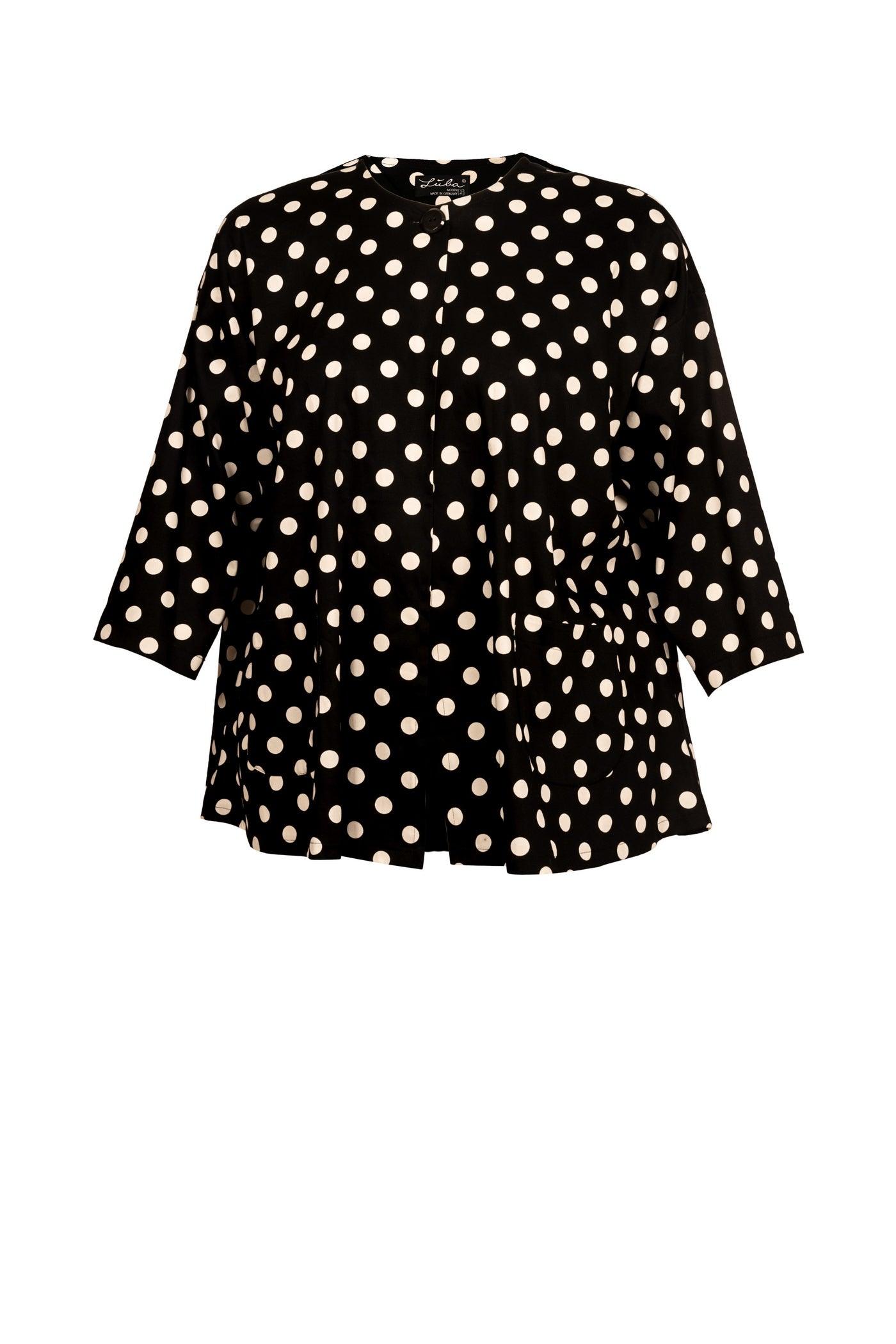 Frontansicht Schwarz-Weiße Jacke ohne Kragen