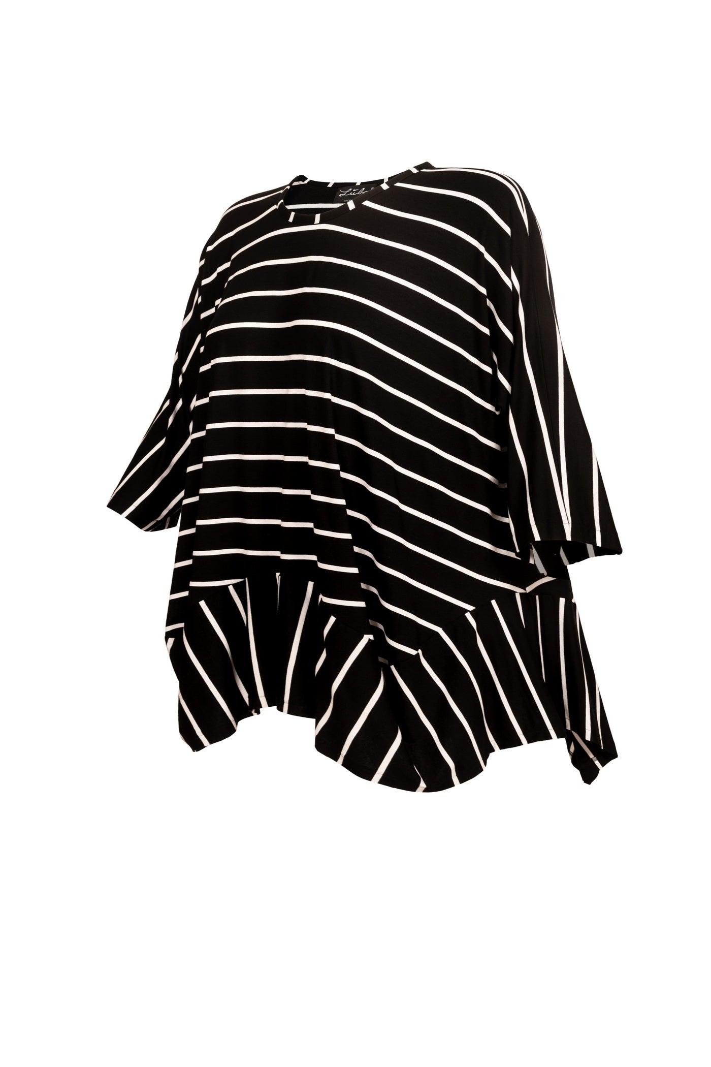 Detailansicht Schwarz-Weiße Jersey-Tunika mit Querstreifen