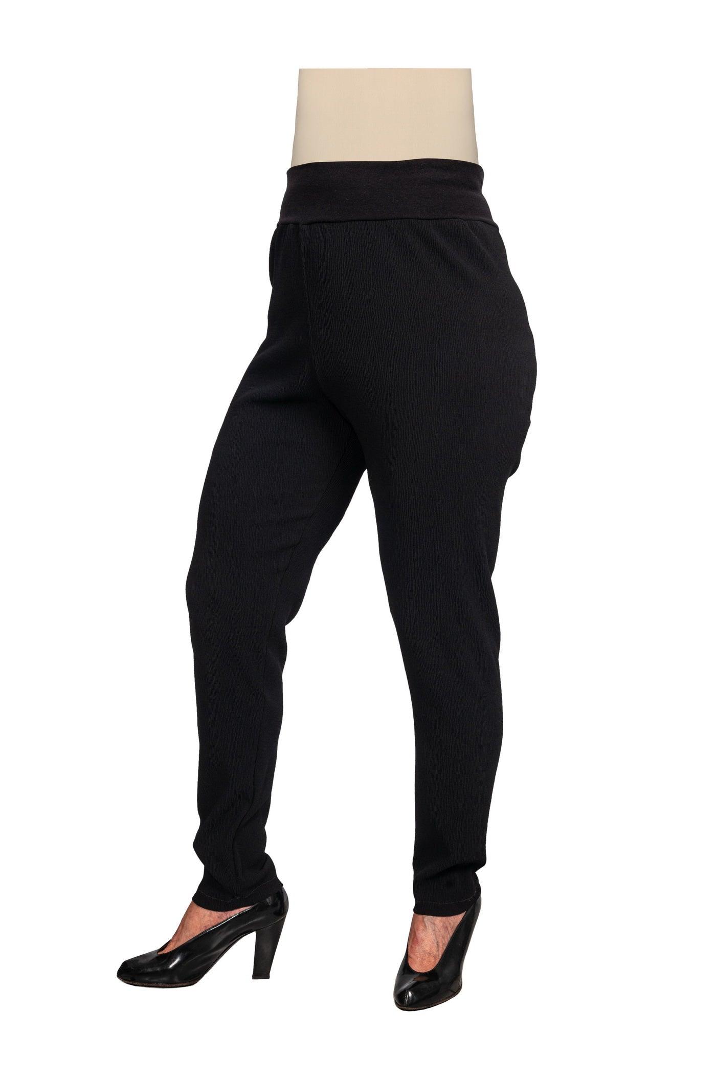 Schwarze Plissee-Leggings - Seitenansicht