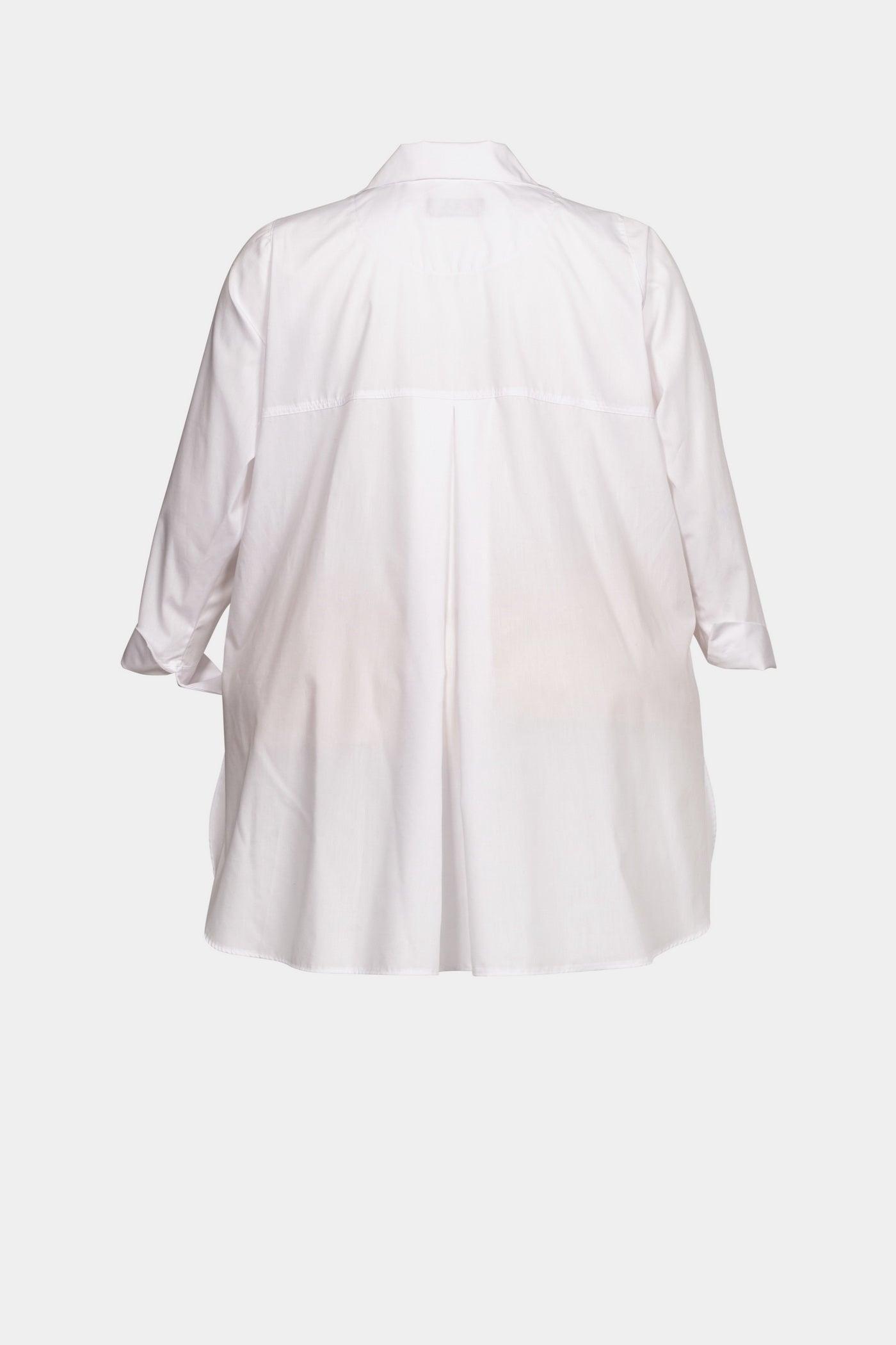 Rückansicht: Weiße Baumwoll-Hemdbluse, lange Ärmel