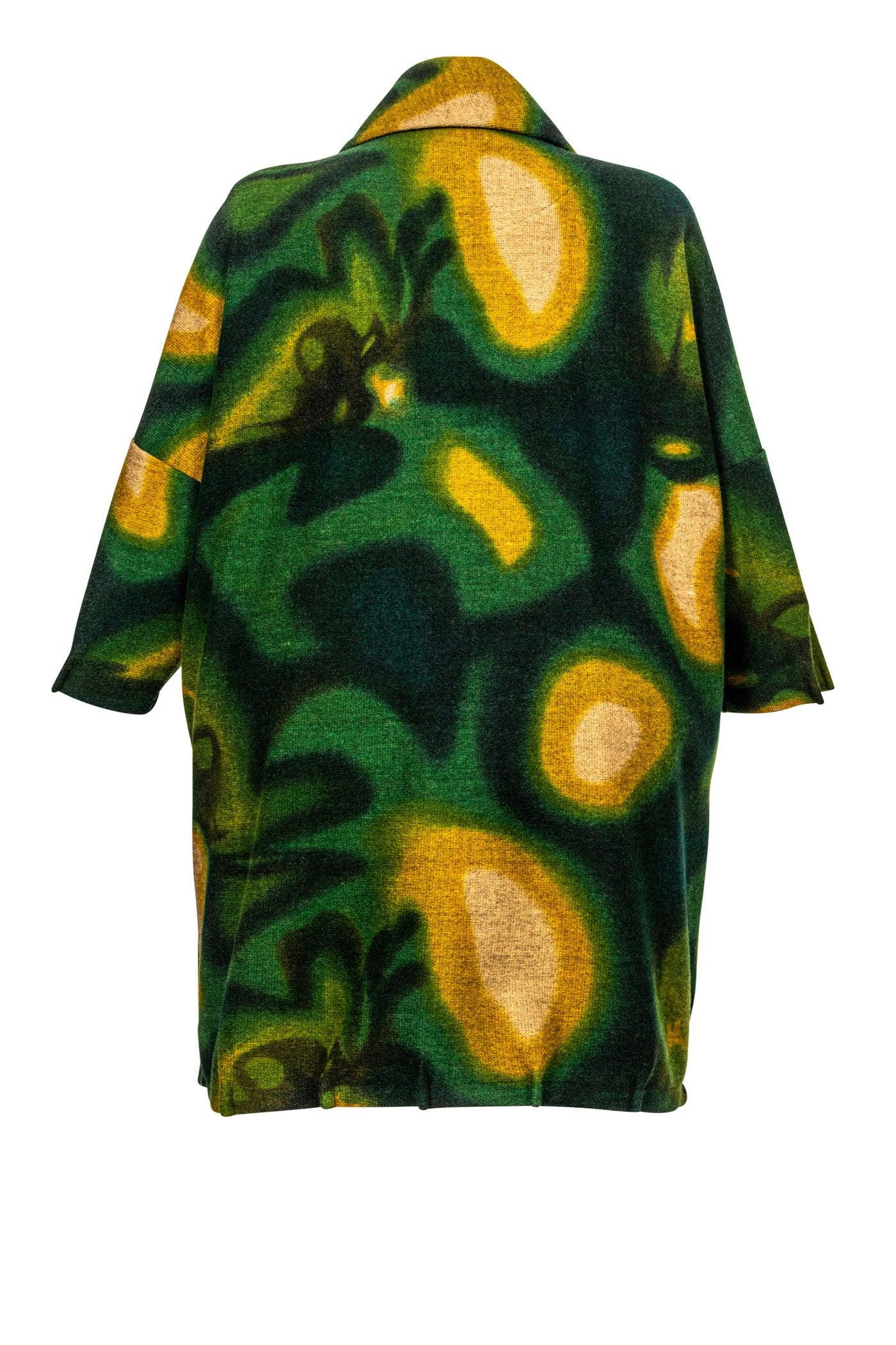Rückansicht: Mantel mit Animal-Print, asymmetrischer Kragen