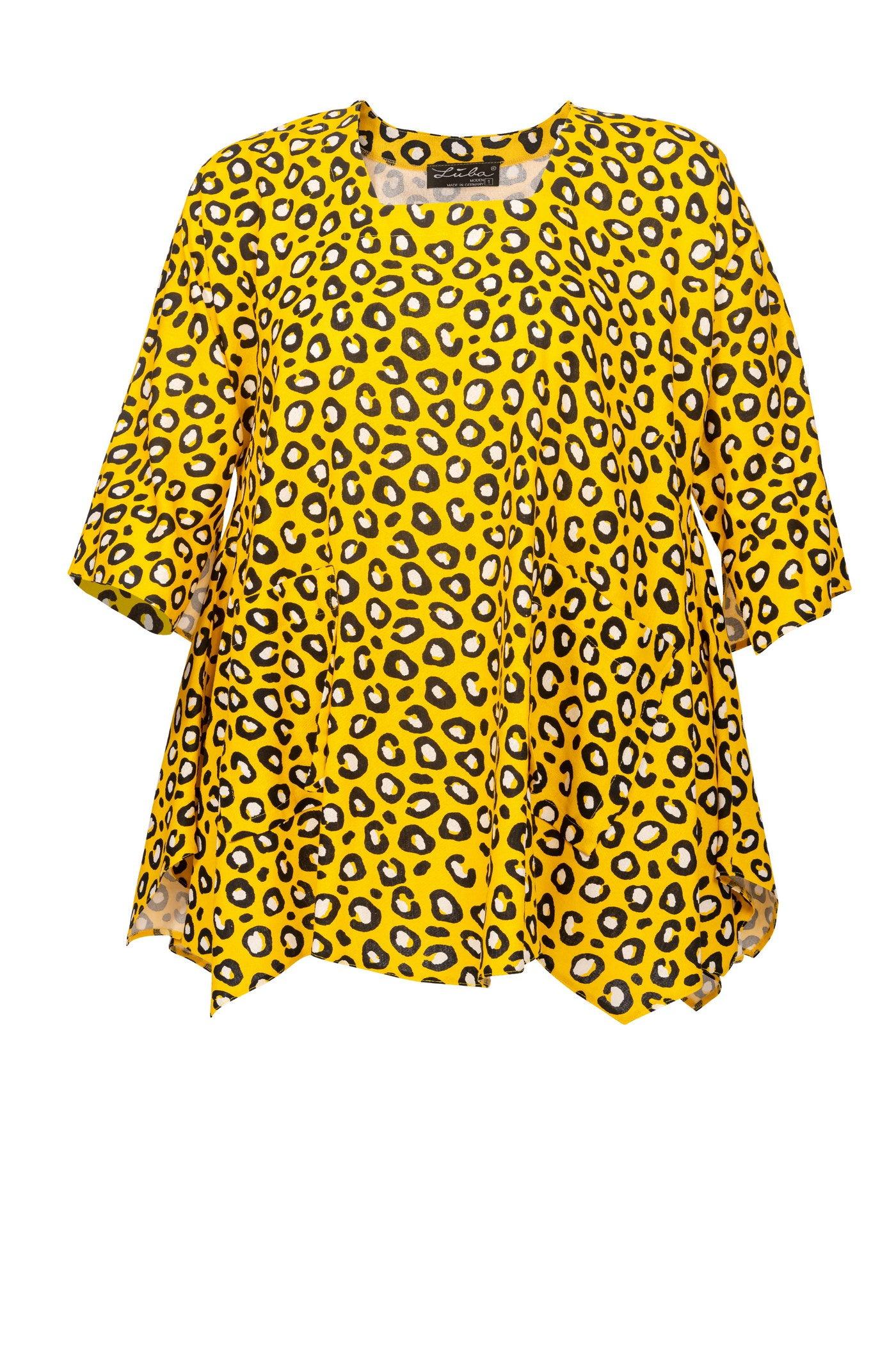 Gelbe Tunika Animal-Print mit Zipfelsaum - Luba Moden