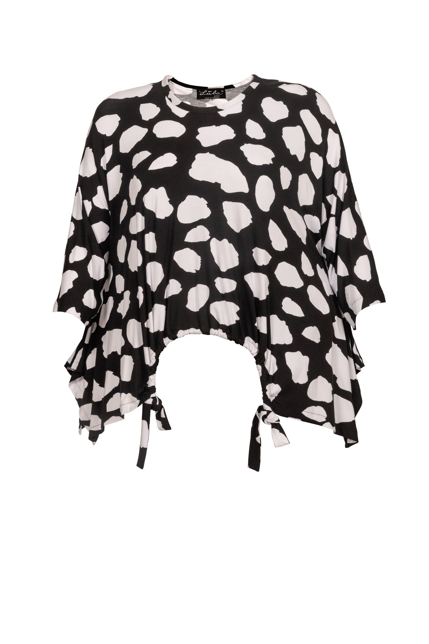 Schwarz-weiße Jersey-Tunika mit High-Low-Saum.