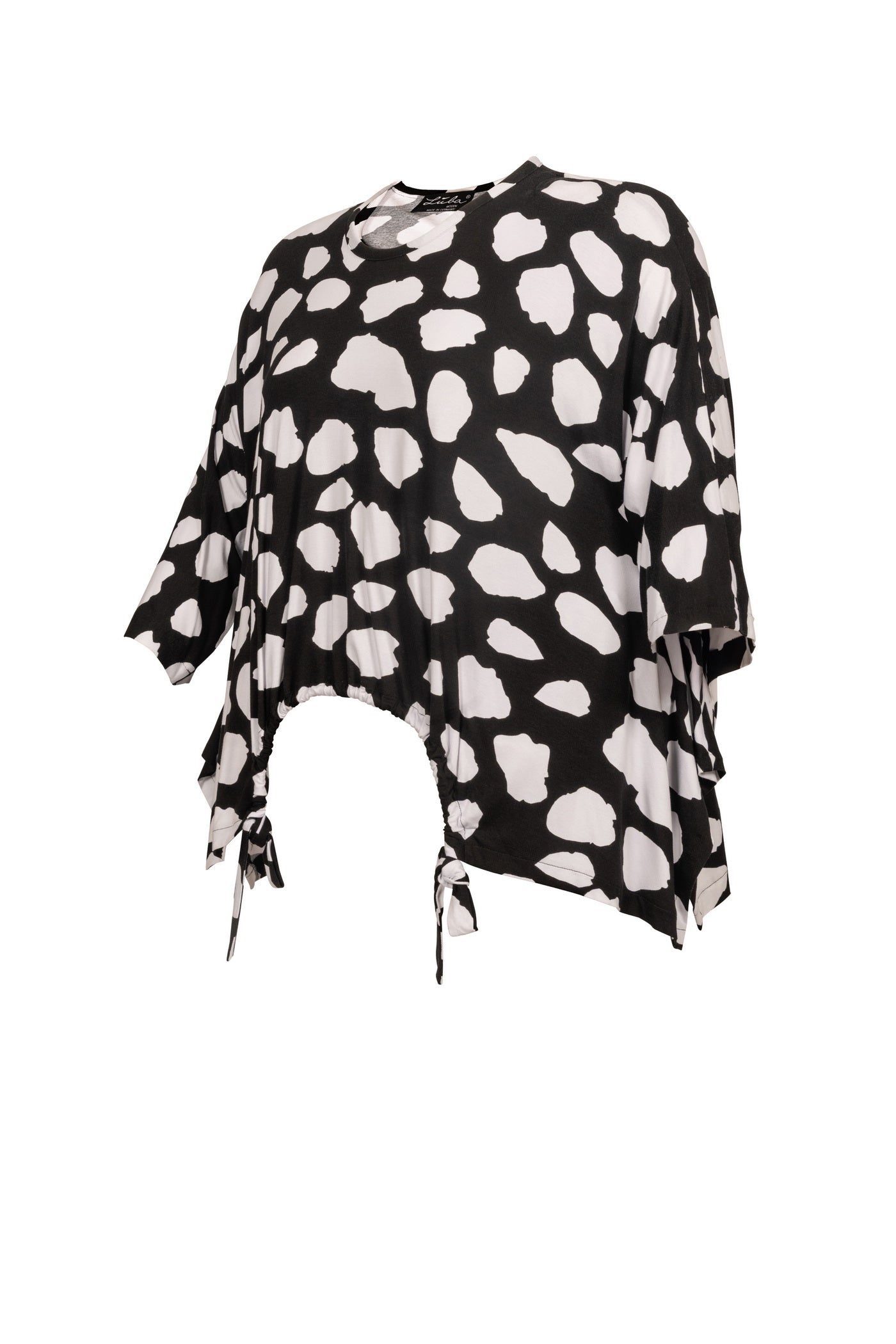 Schwarz-weiße Jersey-Tunika mit High-Low-Saum.