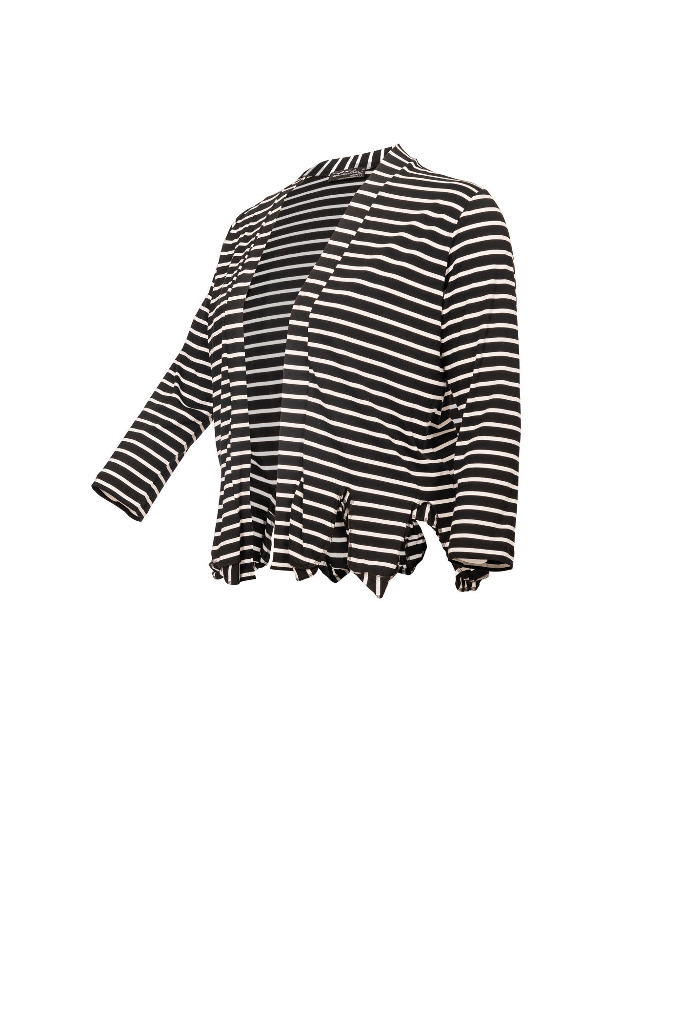 Black and white striped jersey jacket with high-low hem