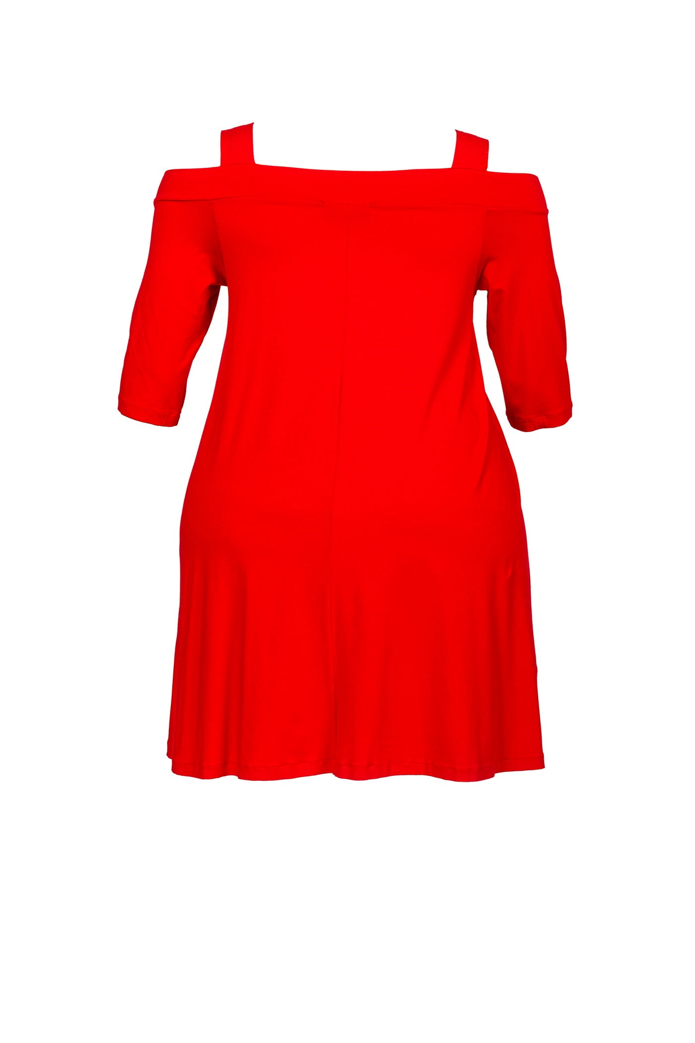Luftiges schulterfreies Jersey-Sommerkleid, in rot.