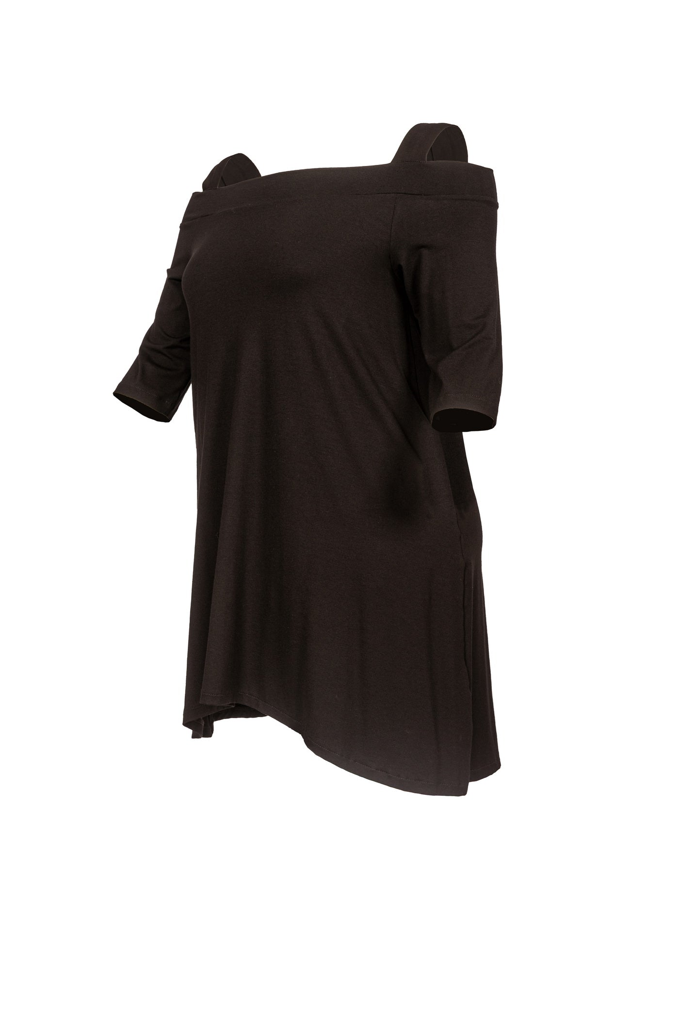 Luftiges schulterfreies Jersey-Sommerkleid, in schwarz.