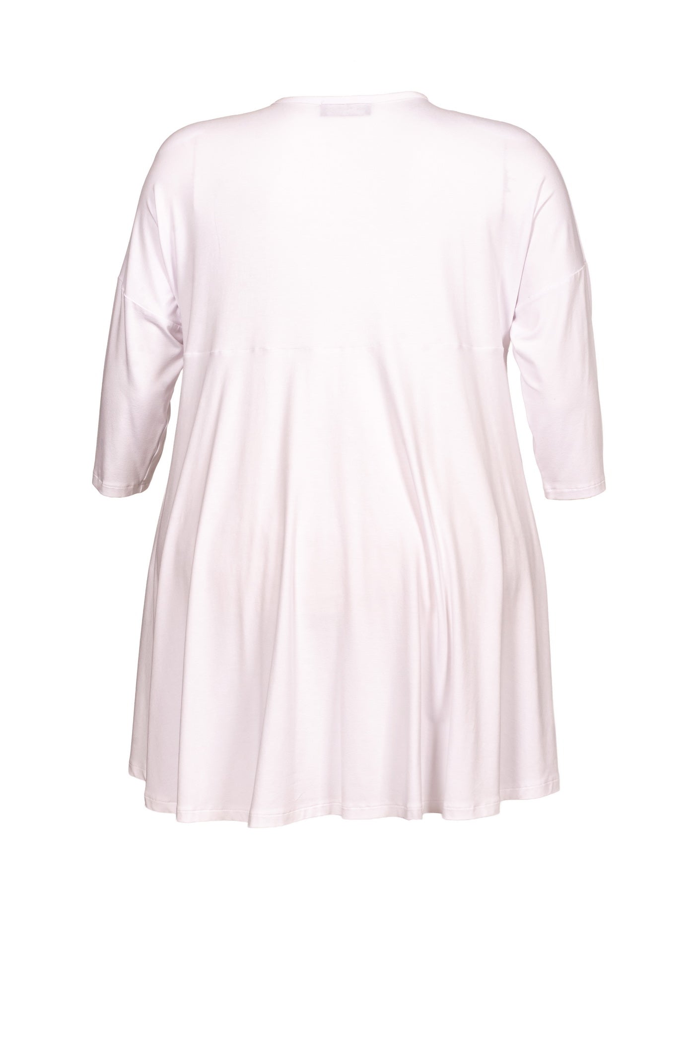 Weißes Jersey-Kleid mit Dekor-Streifen.