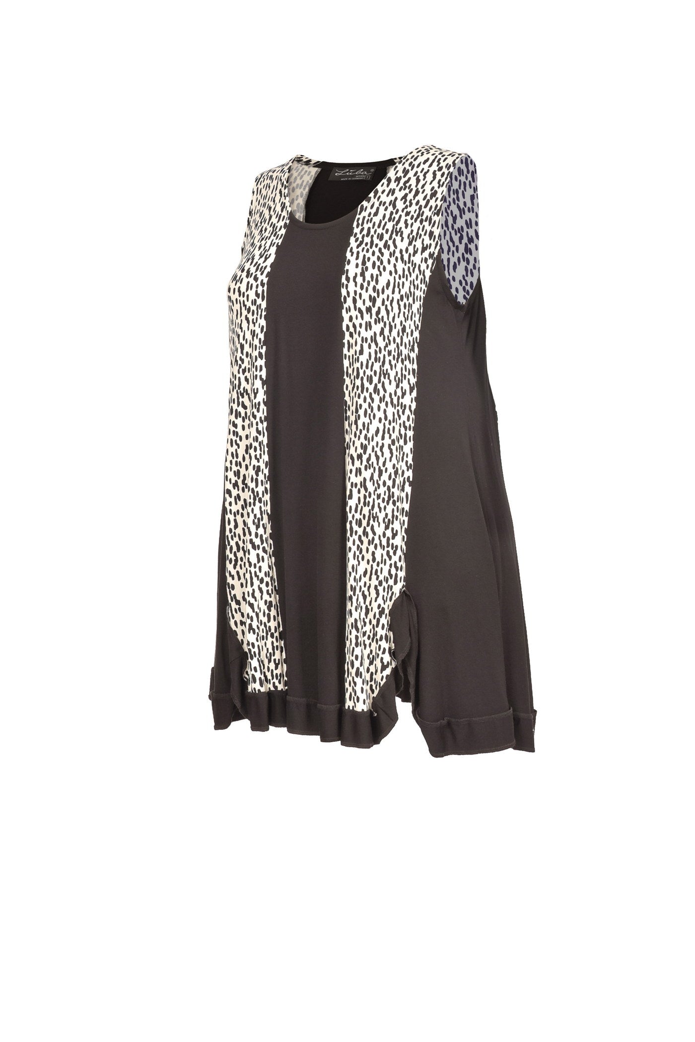 Acrylic white tunic with V-neck and hem