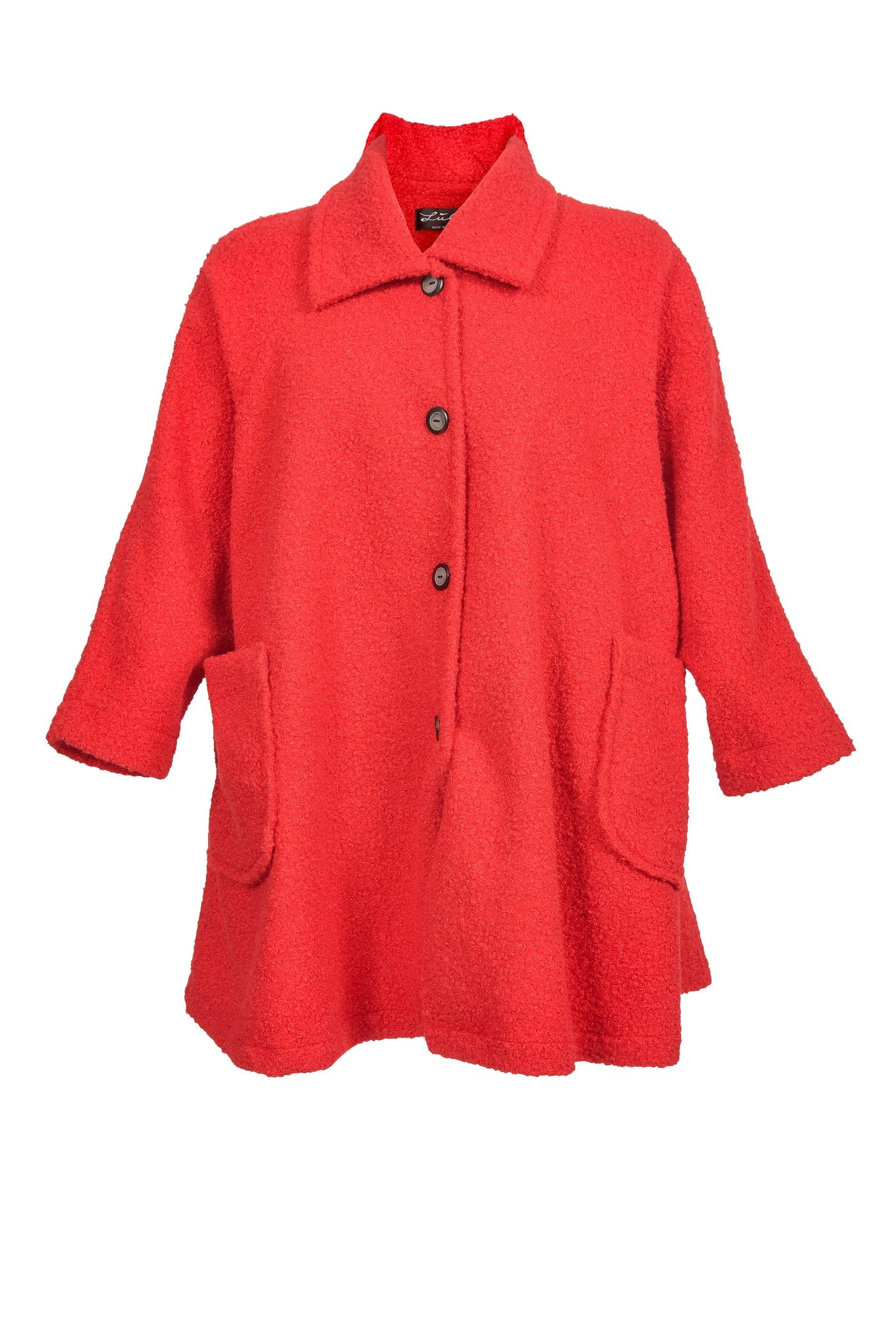Manteau bouclé rouge – grandes tailles