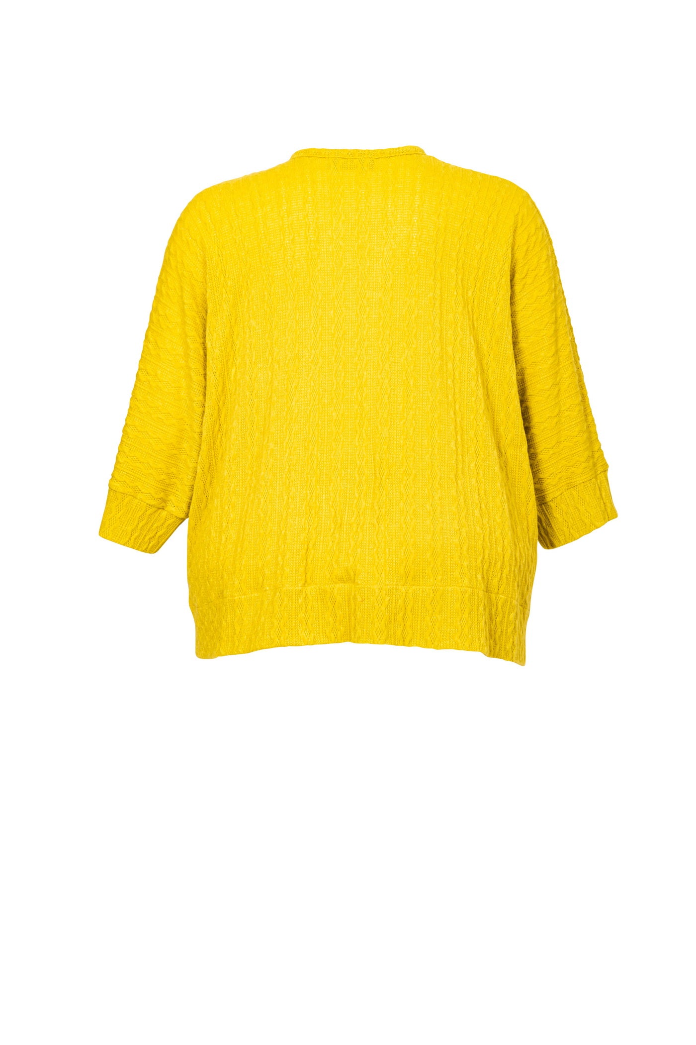 Knitted sweater limone with round neck and cable pattern