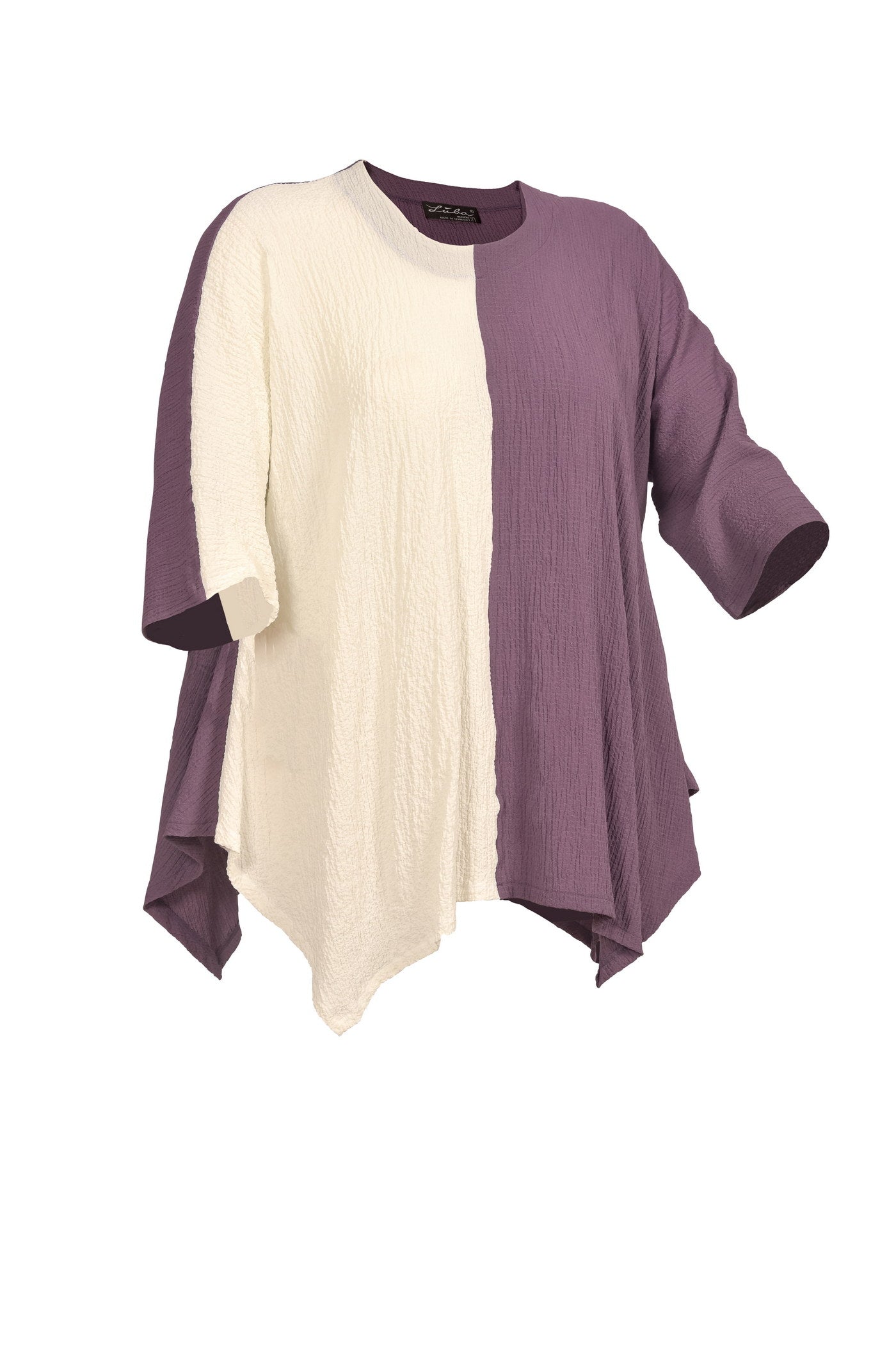 Acrylic white tunic with V-neck and hem