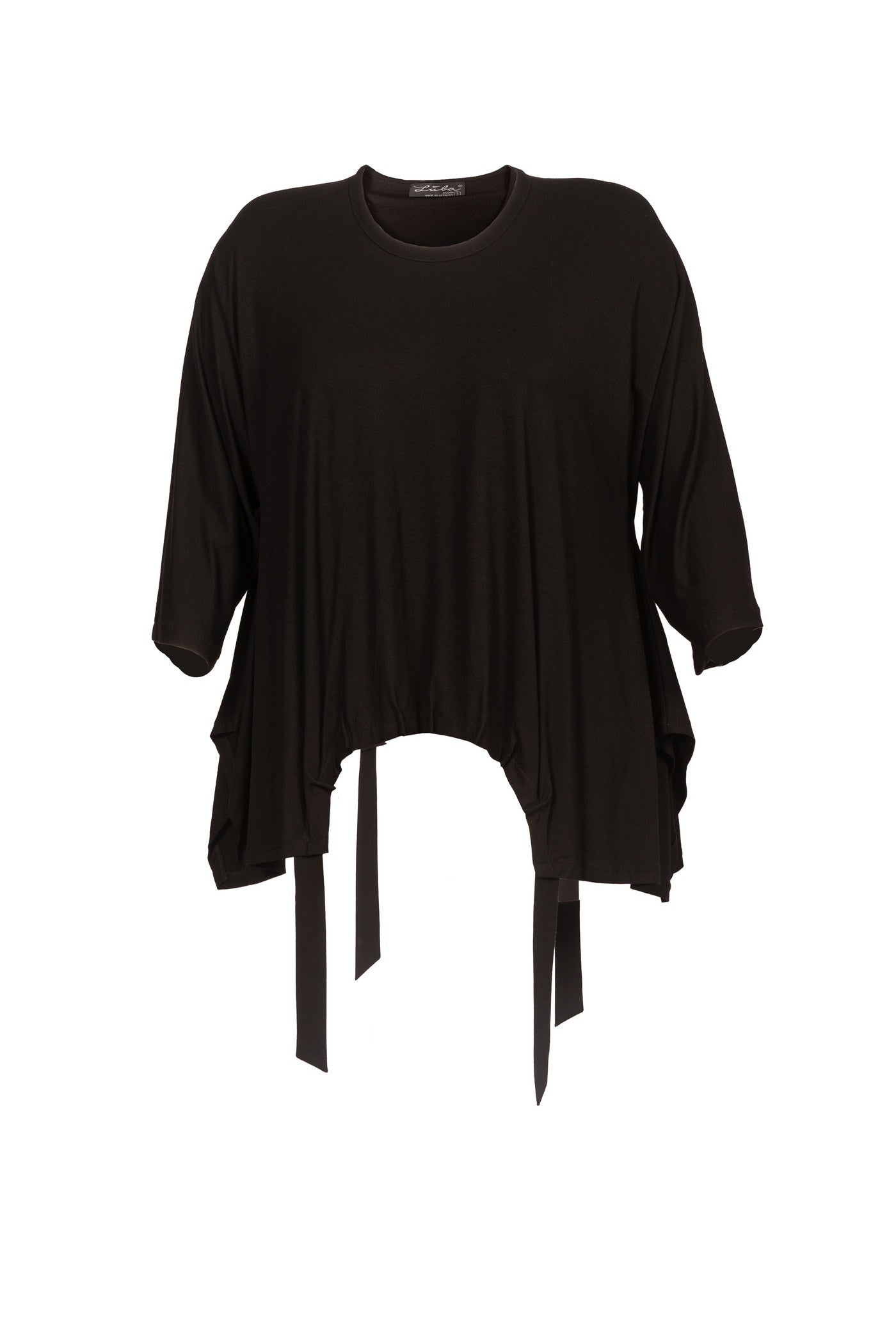 Ausgefallene schwarze Jersey-Tunika im Oversize-Look.