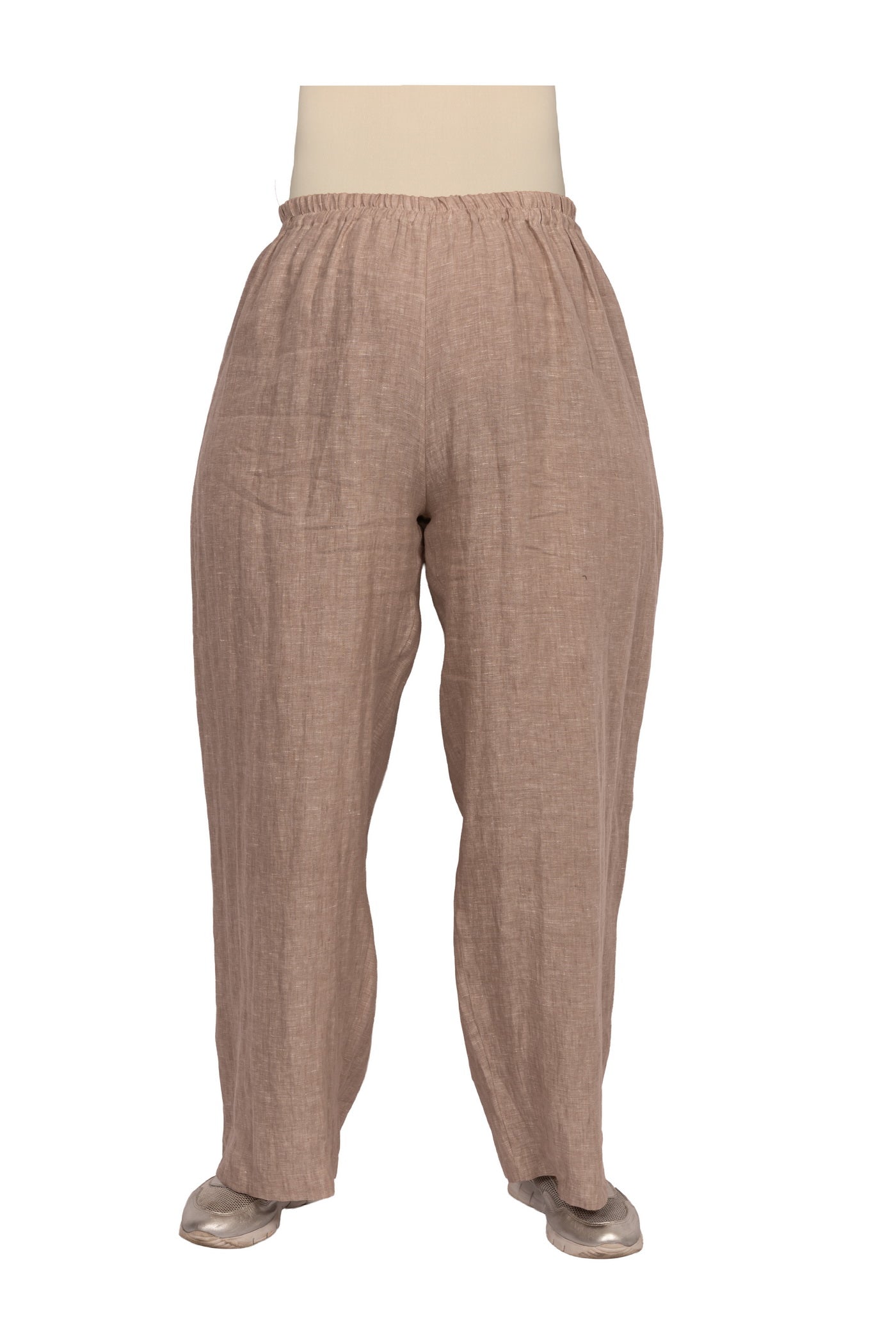 Klassische beige Leinen-Hose.