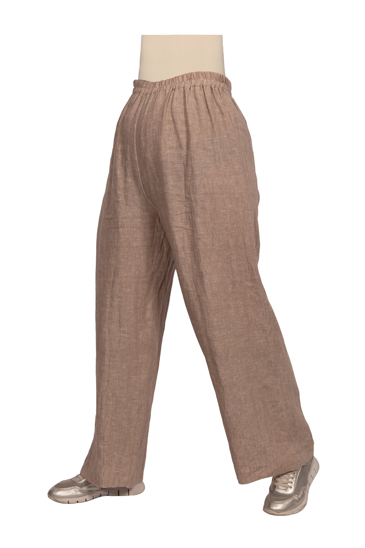 Klassische beige Leinen-Hose.