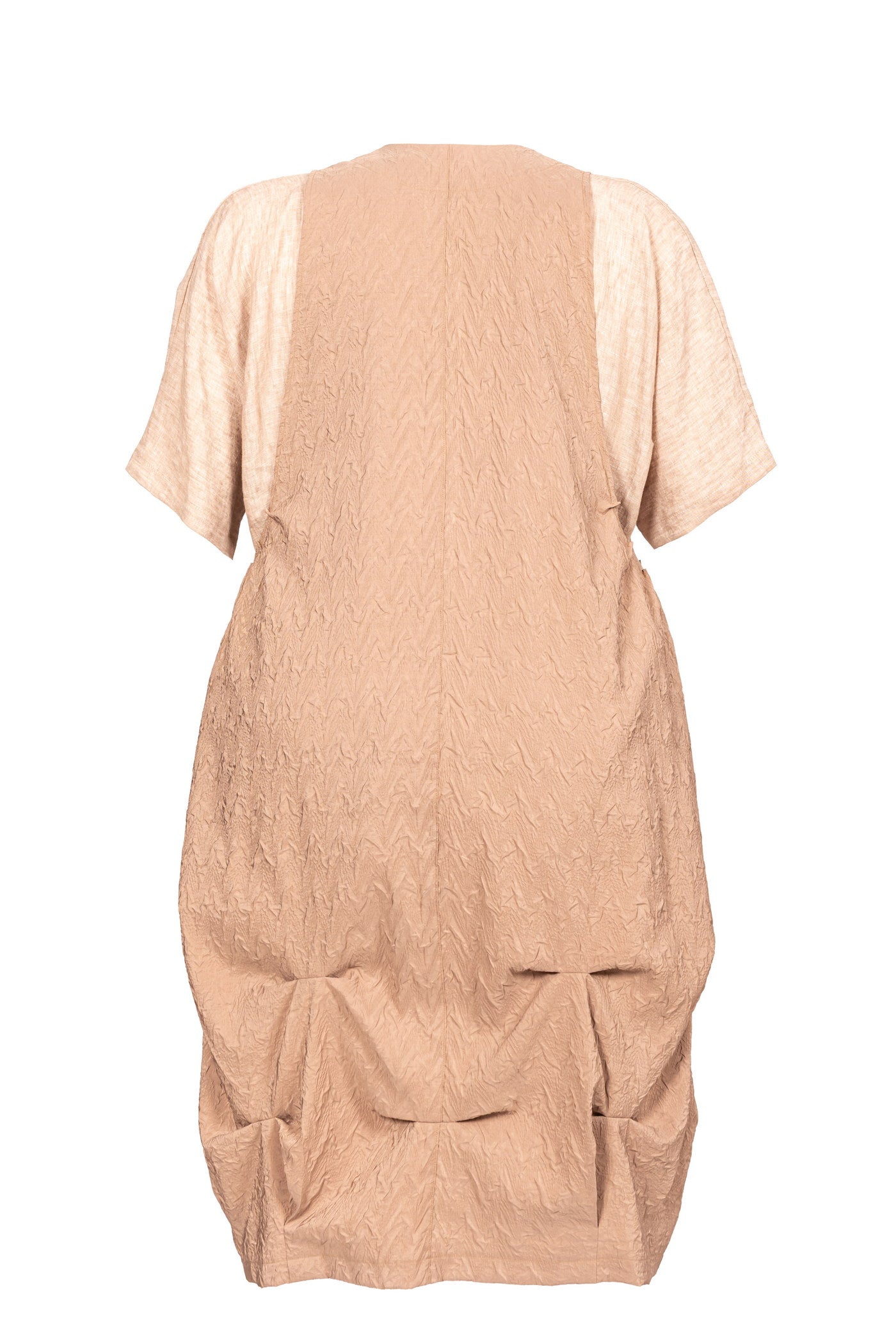 Ausgefallene beige Leinen-Tunika mit 2 praktischen Taschen.