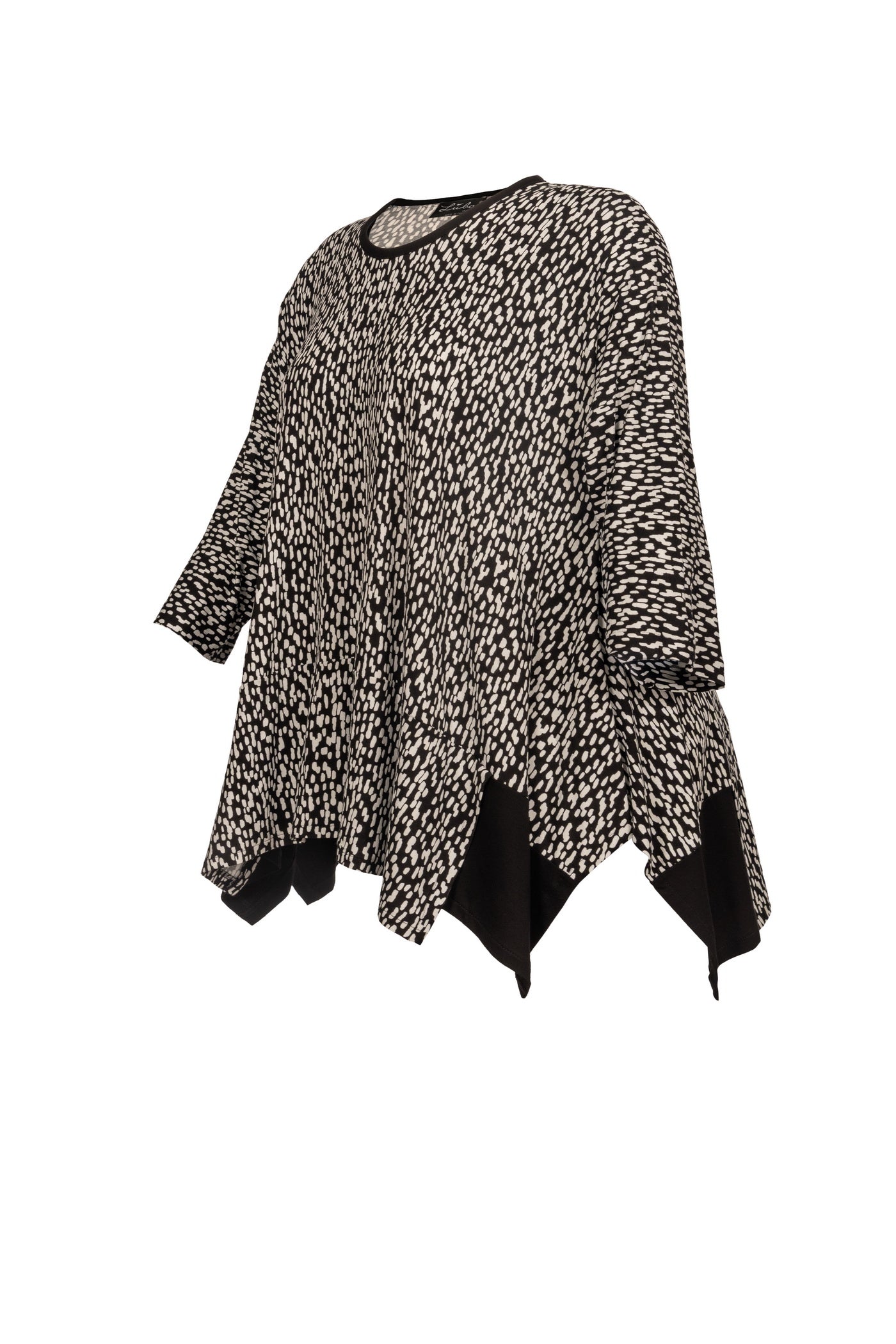 Schwarz-weiße Jersey-Tunika mit langen Ärmeln.