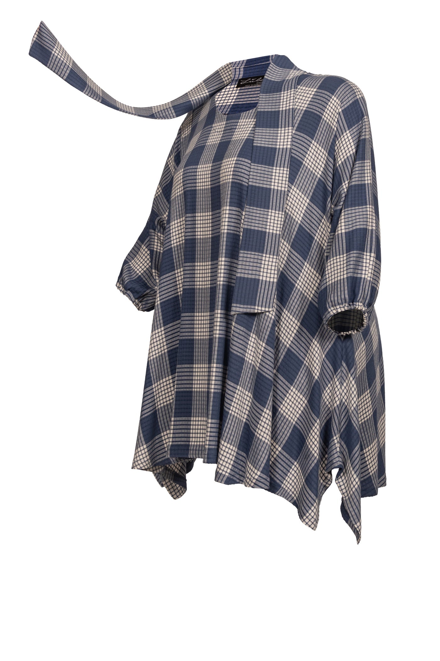 Acrylic white tunic with V-neck and hem