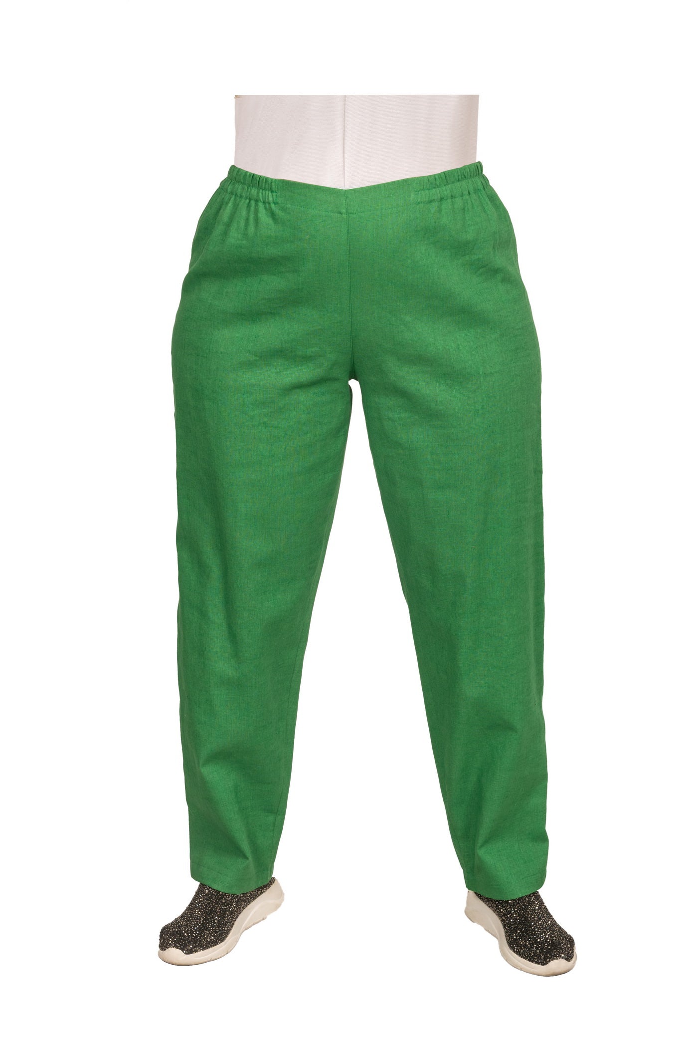 Klassische grüne Leinen-Hose.