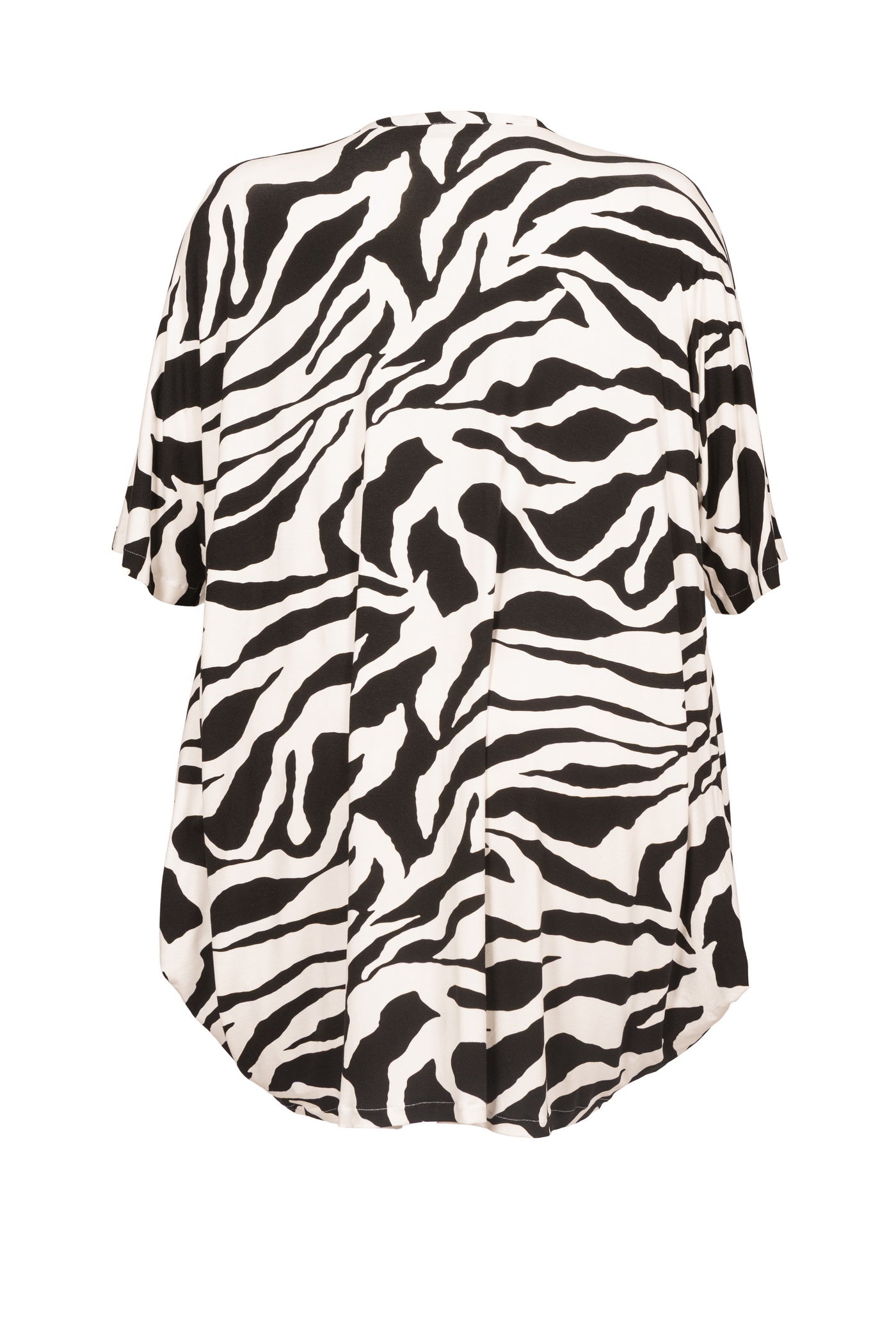 Elegante figurumschmeichelnde schwarz-weiß gemusterte Jersey-Tunika.