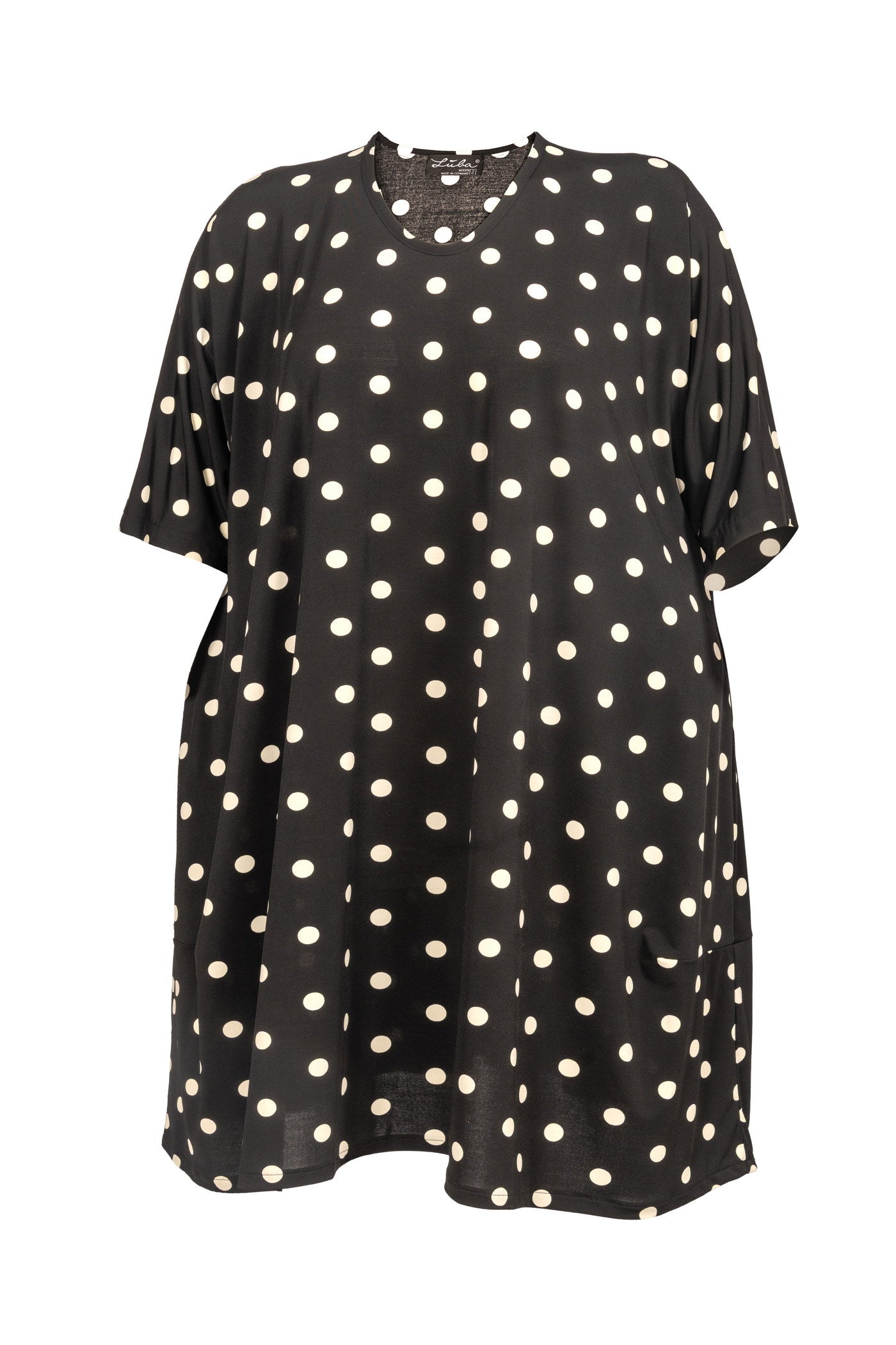 Maxi-Sommer Kleid Schwarz mit weißen Punkten